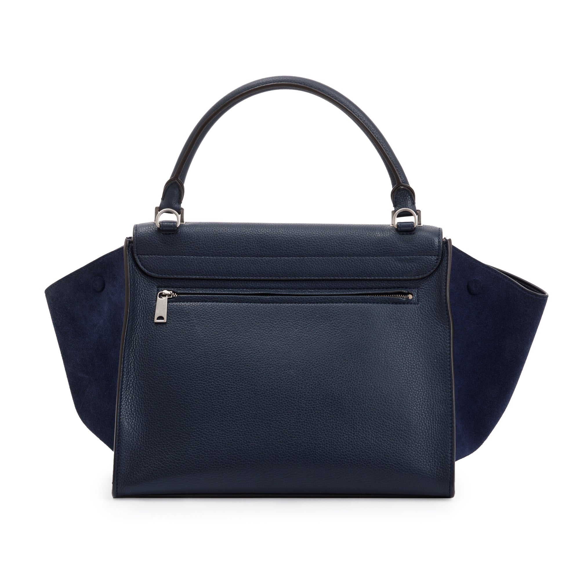 Celine Medium Navy Calfskin Suede Leather Trapeze Bag