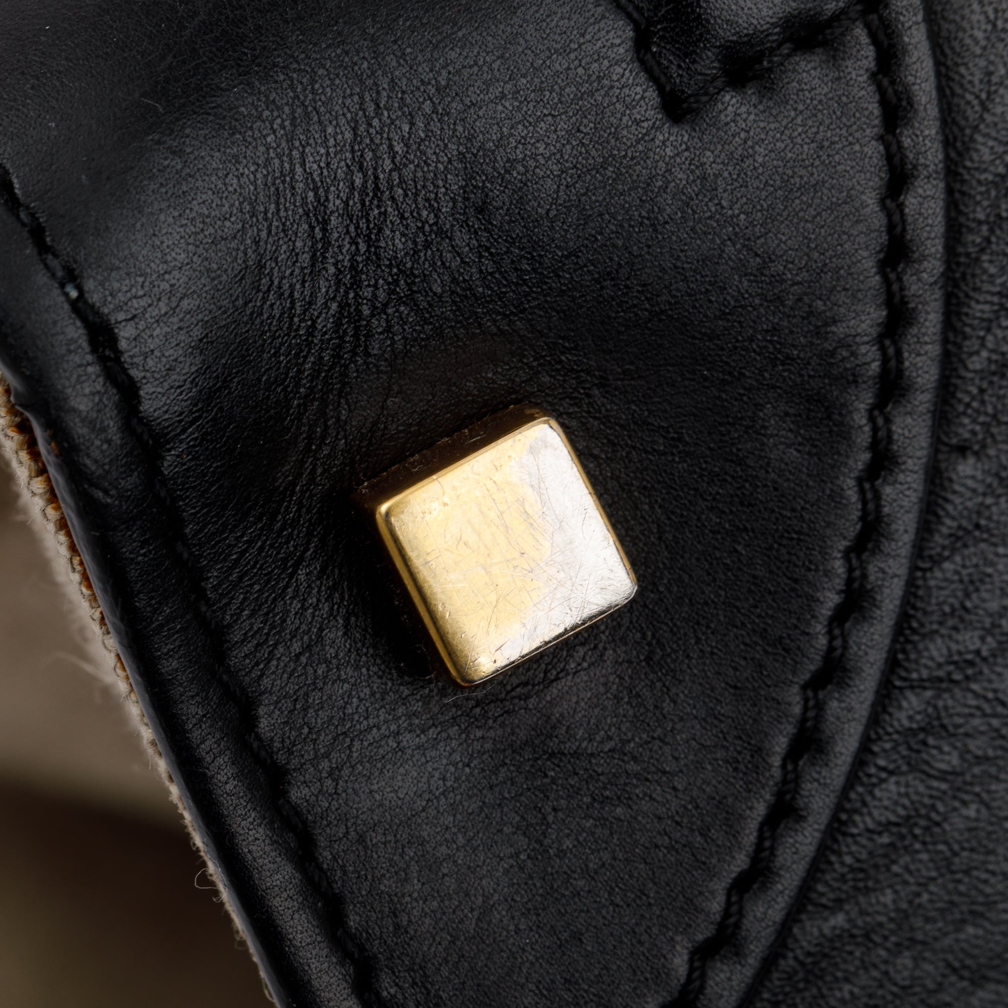 Celine Natural Canvas and Black & Navy Tricolour Calfskin Leather Mini Luggage Tote