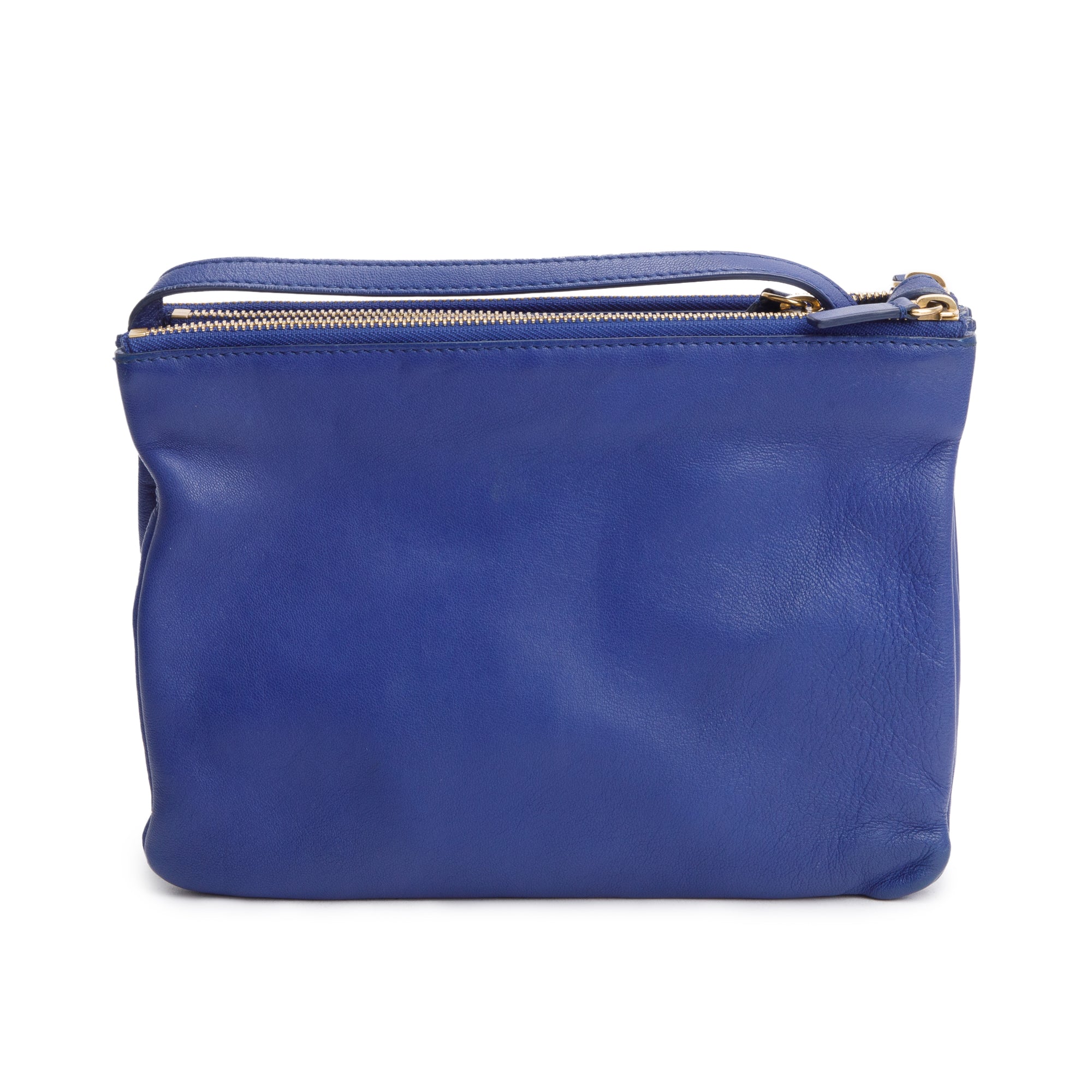 Celine Navy Blue Calfskin Leather Small Trio Crossbody Bag