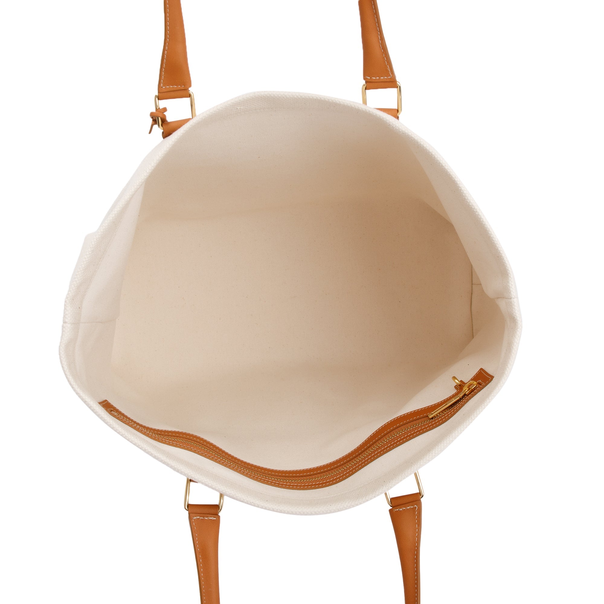 Celine Neutral Canvas Tan Calfskin Leather Horizontal Cabas Tote