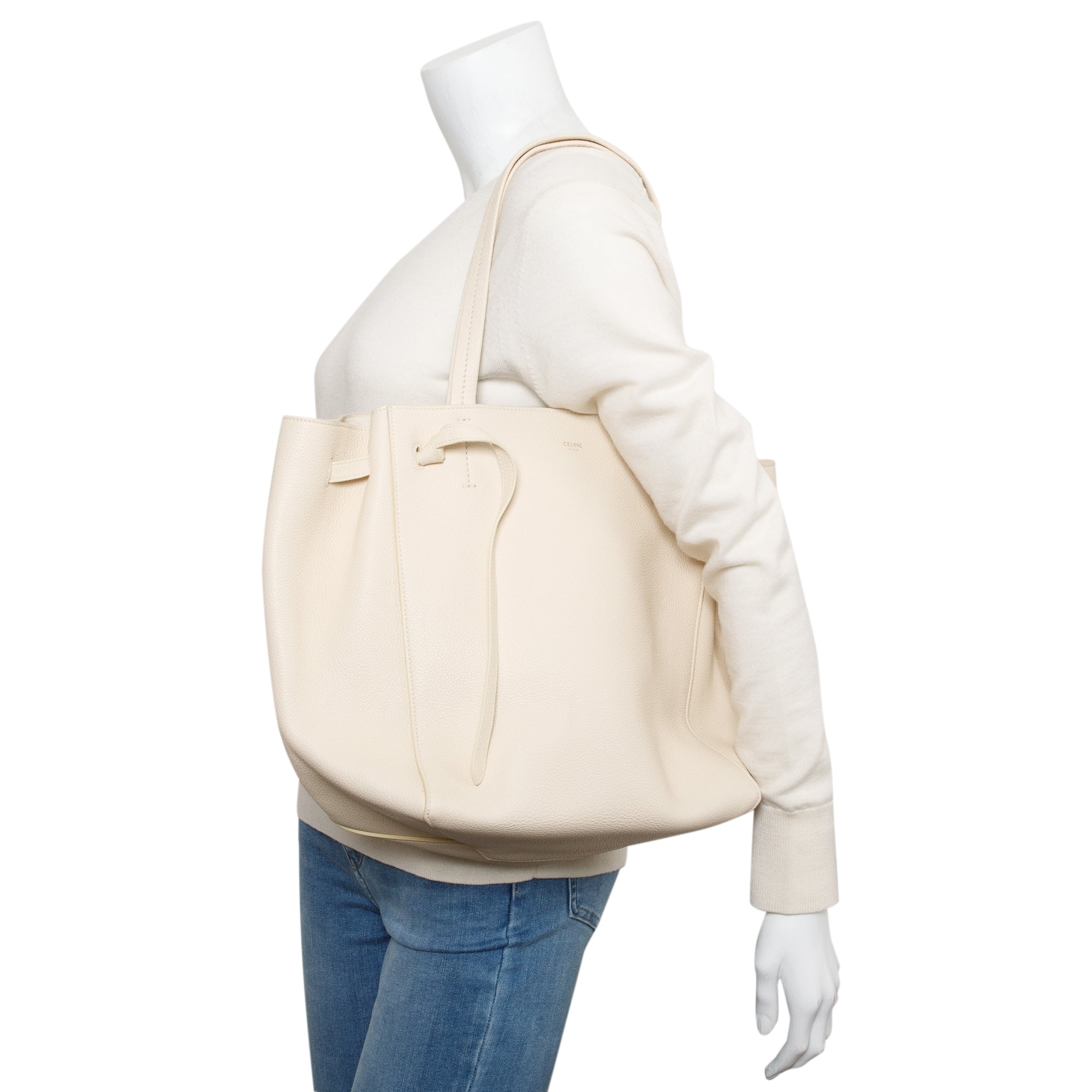Celine Neutral Soft Grained Calfskin Small Cabas Phantom Tote