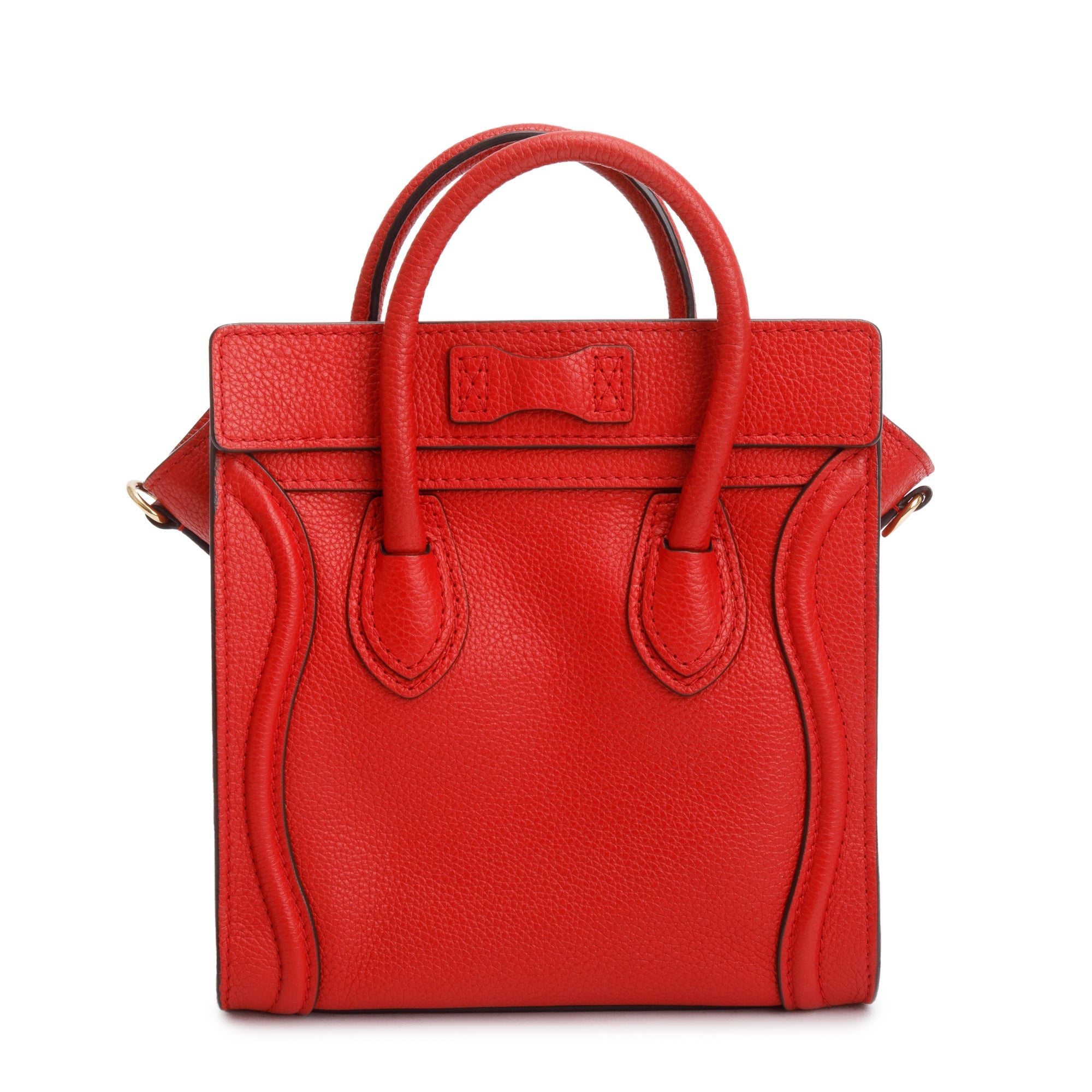 Celine Red Calfskin Leather Nano Luggage Tote