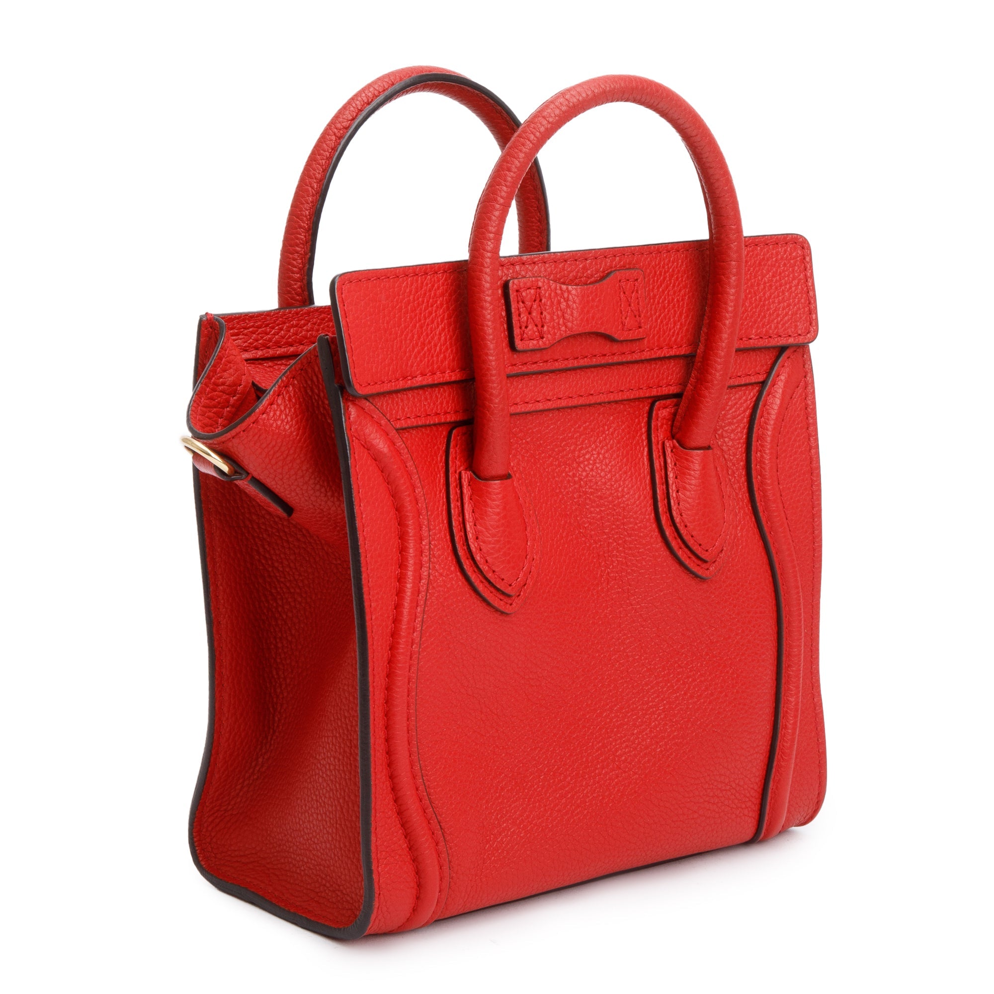 Celine Red Calfskin Leather Nano Luggage Tote