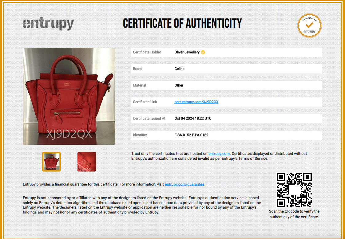 Celine Red Calfskin Leather Nano Luggage Tote