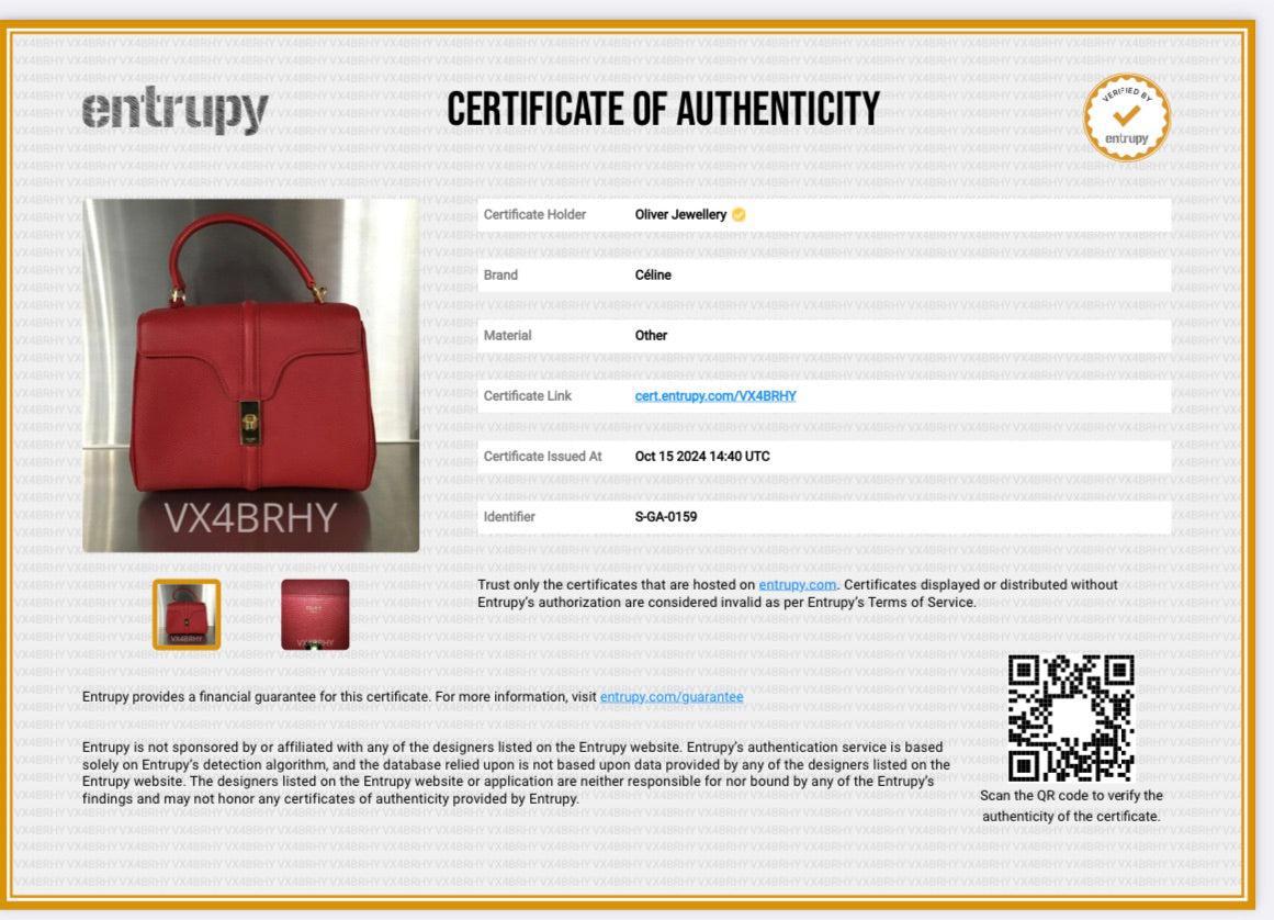 Celine Red Calfskin Leather Small 16 Bag w/ Strap