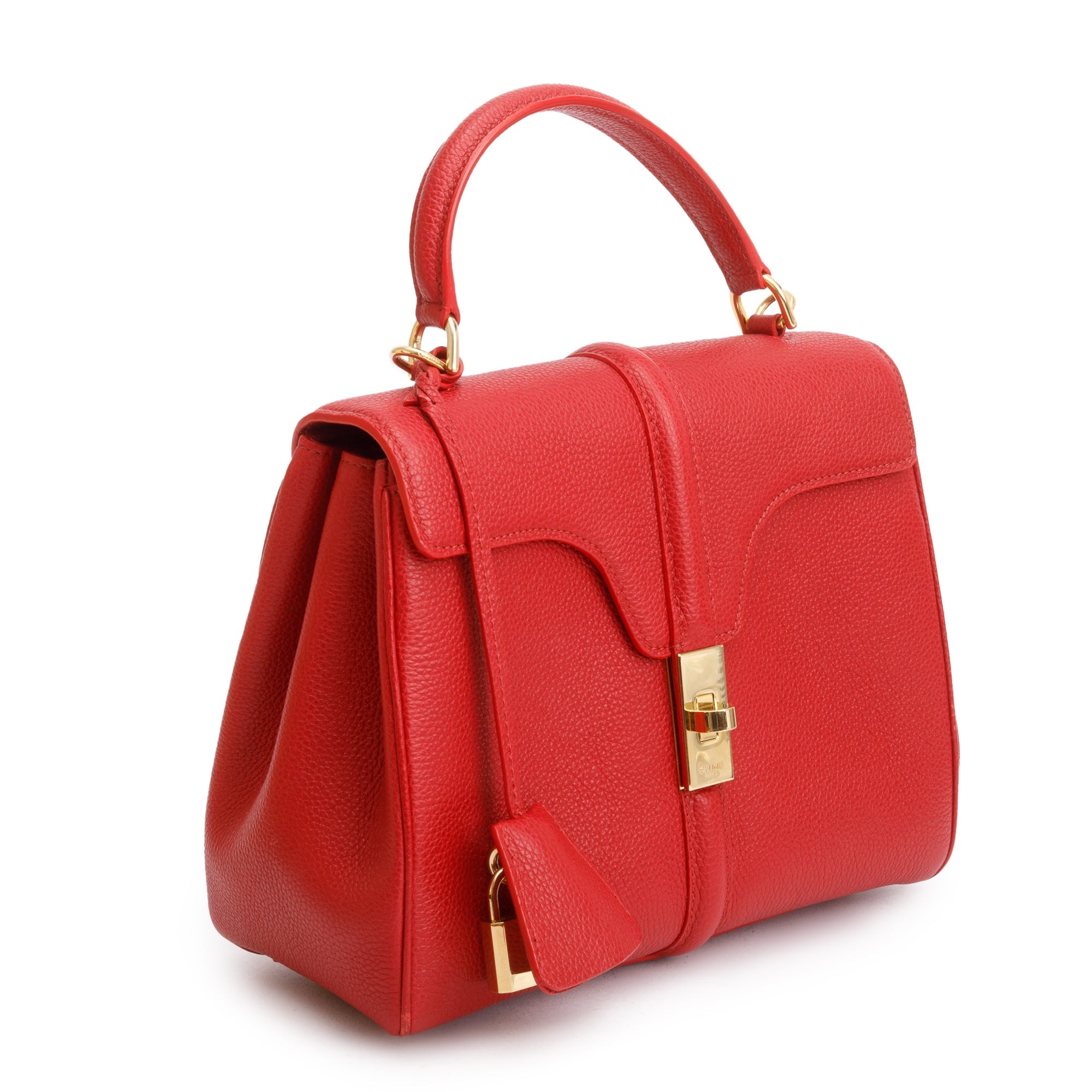 Celine Red Calfskin Leather Small 16 Bag w/ Strap