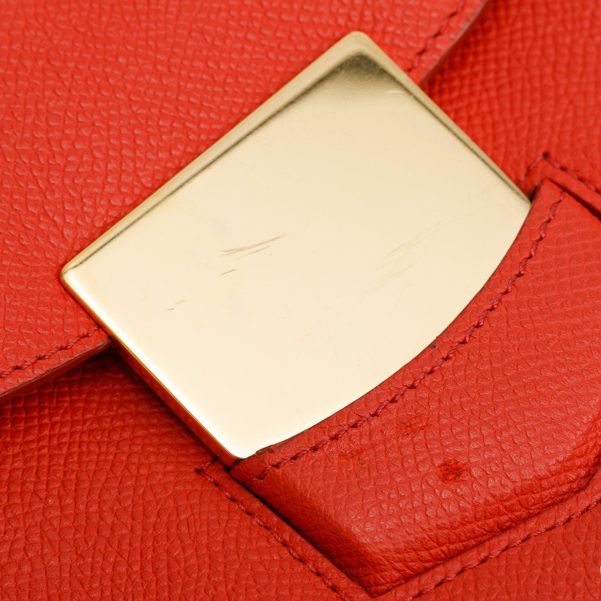 Celine Red Grained Leather Small Trotteur Crossbody Bag