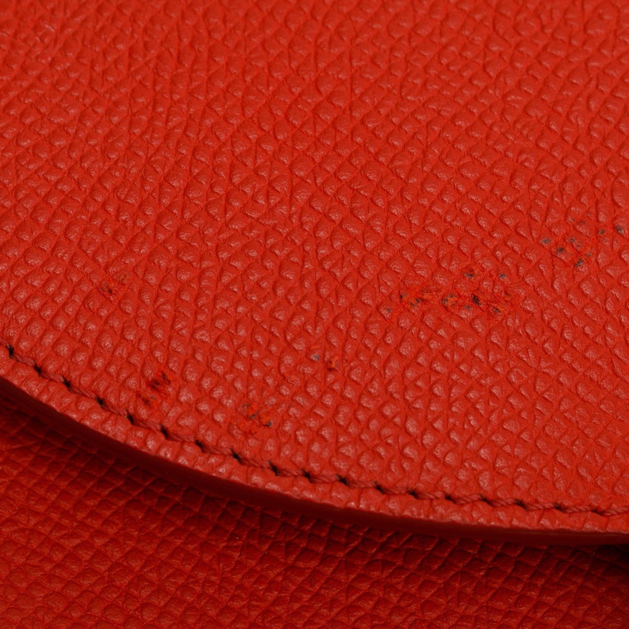 Celine Red Grained Leather Small Trotteur Crossbody Bag