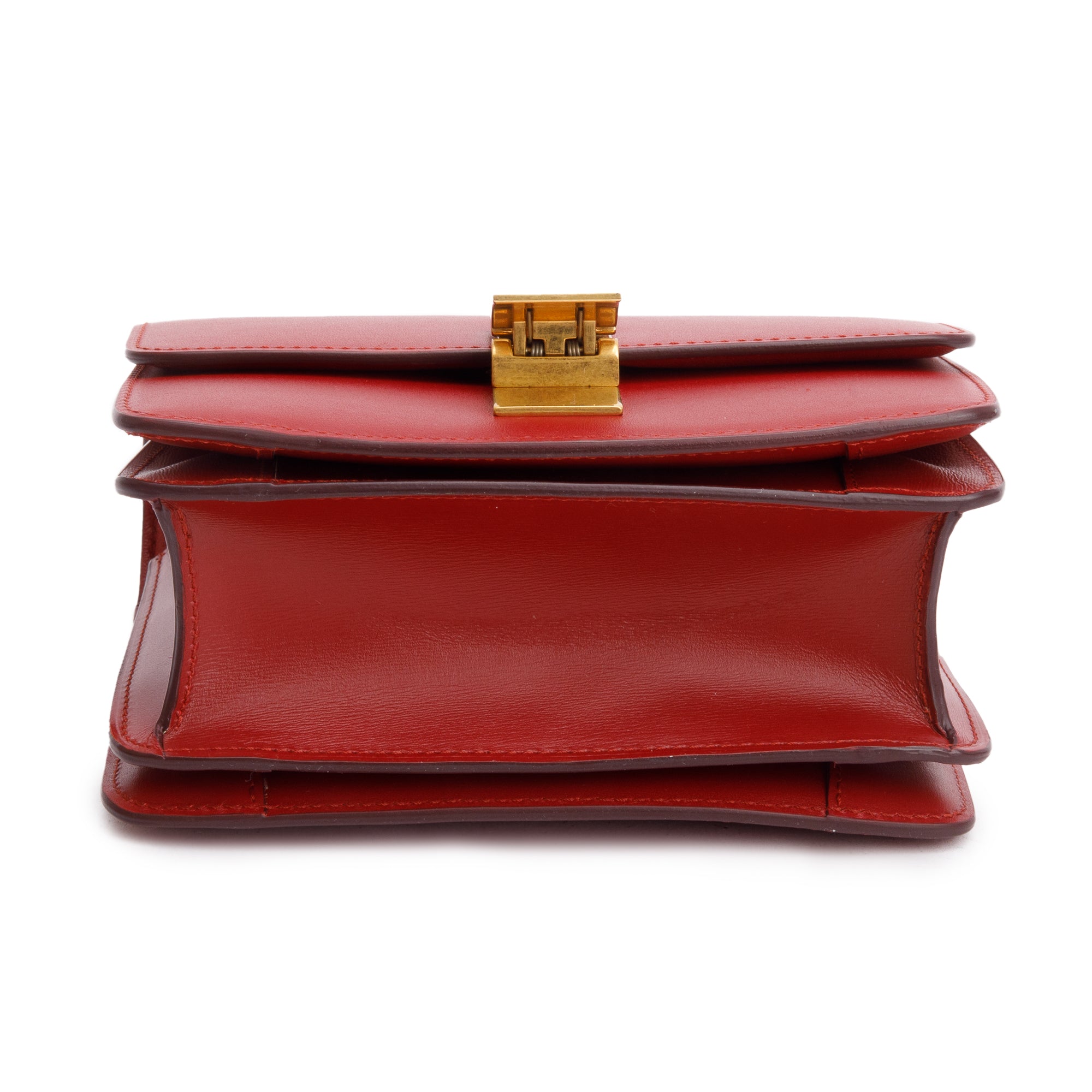 Celine Red Smooth Calfskin Small Classic Box Flap Bag