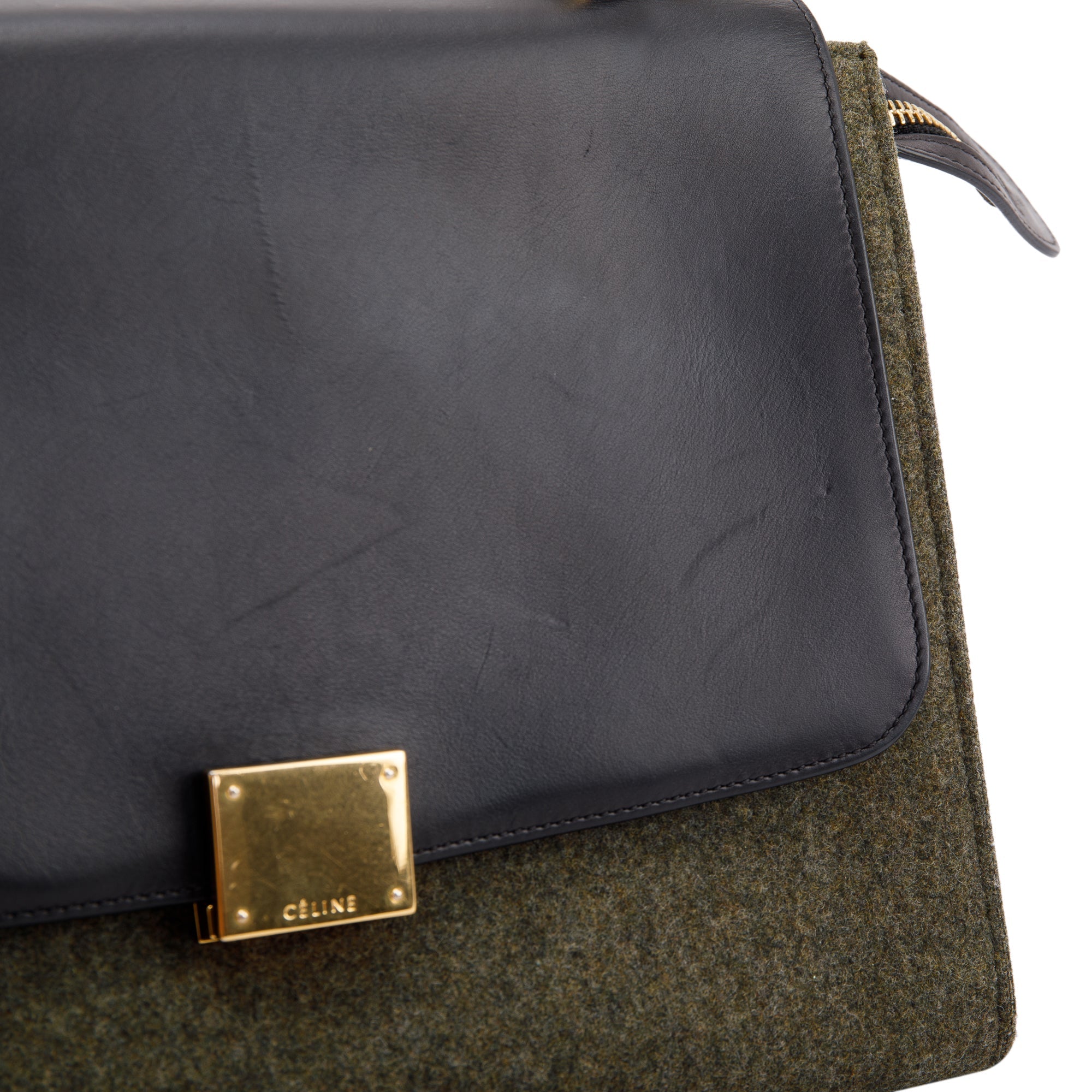 Celine Small Tricolour Wool Trapeze Bag