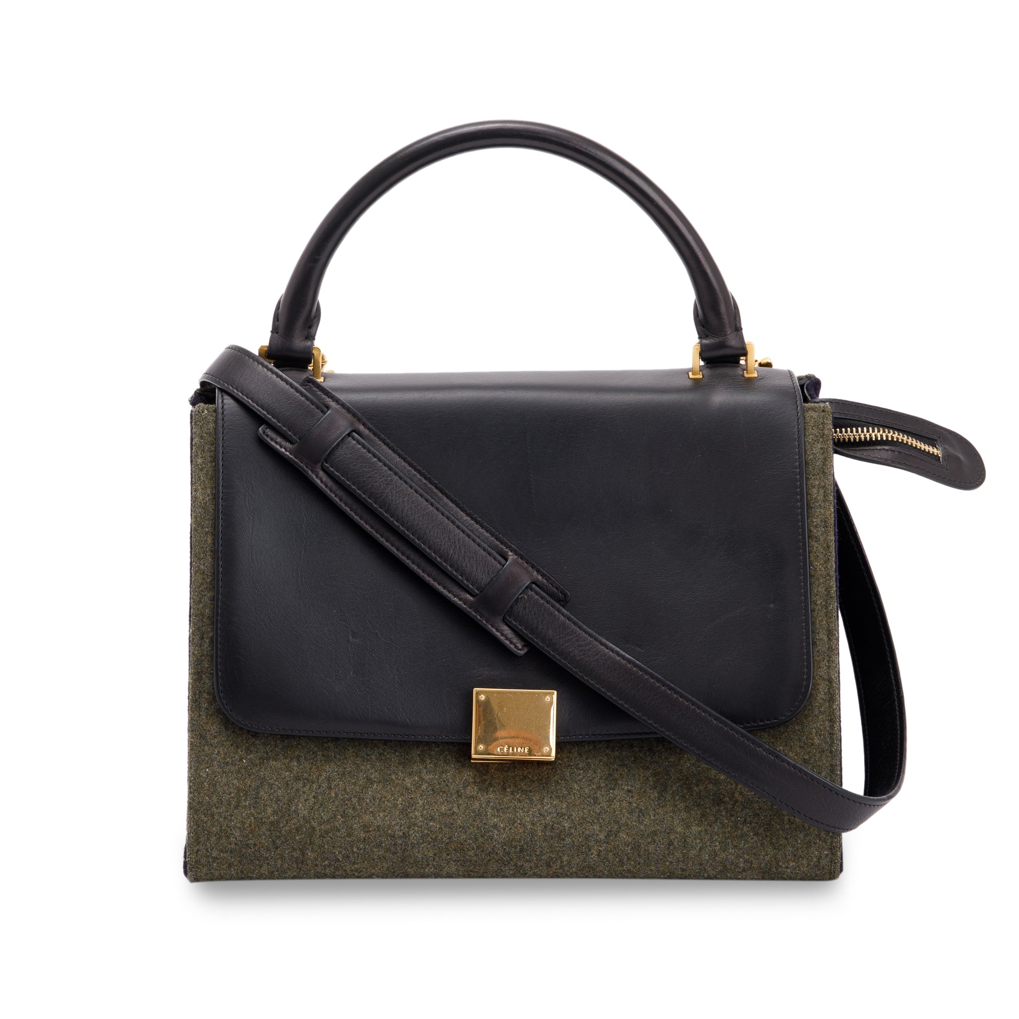 Celine Small Tricolour Wool Trapeze Bag