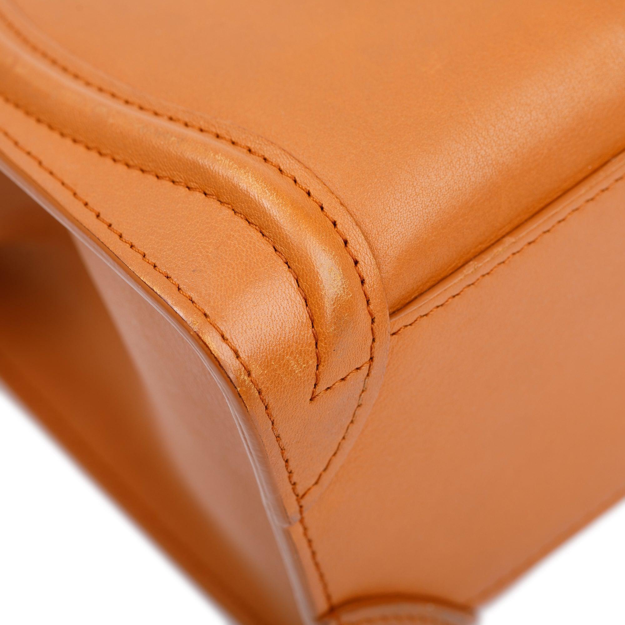 Celine Terracotta Smooth Calfskin Leather Nano Luggage Tote w/ Strap