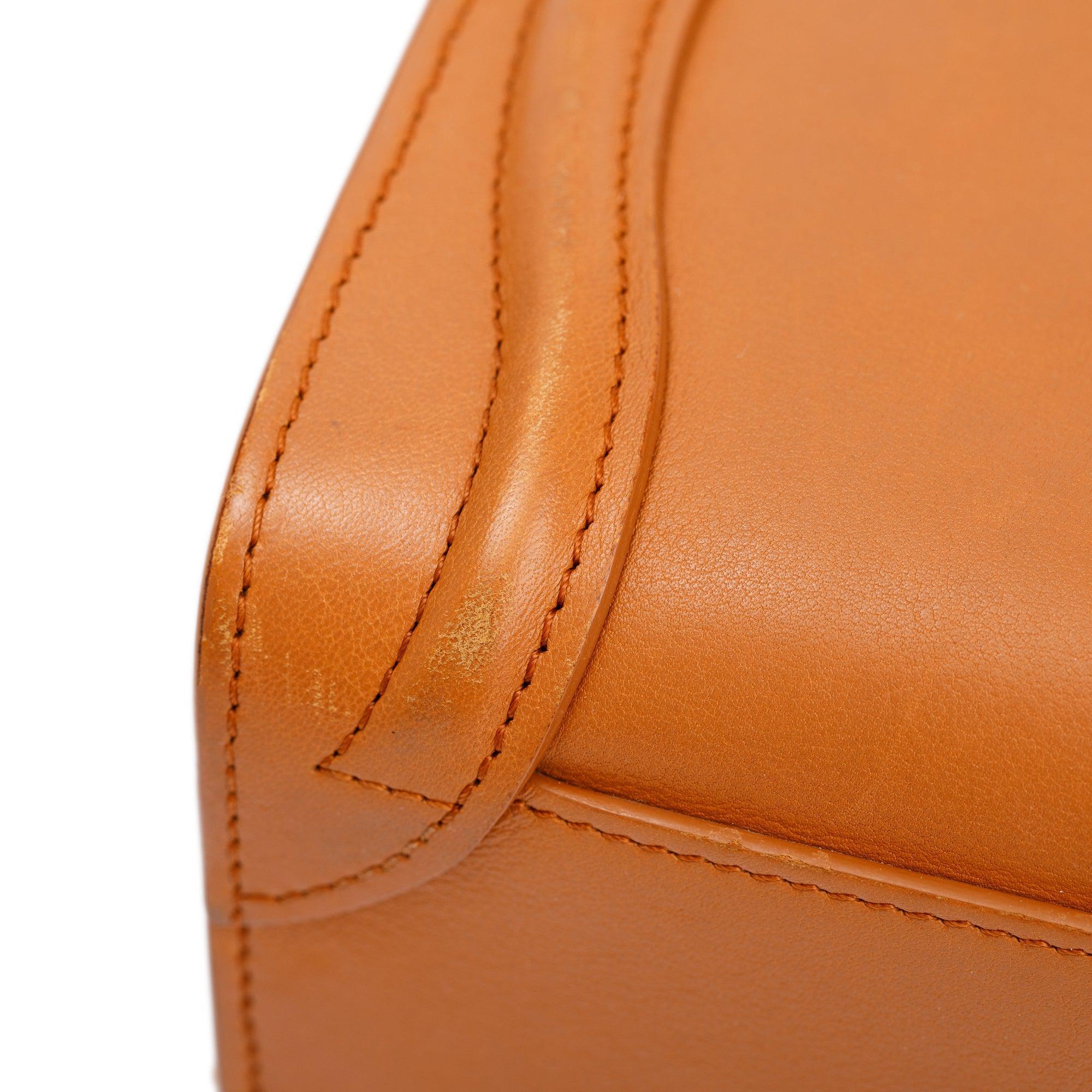 Celine Terracotta Smooth Calfskin Leather Nano Luggage Tote w/ Strap