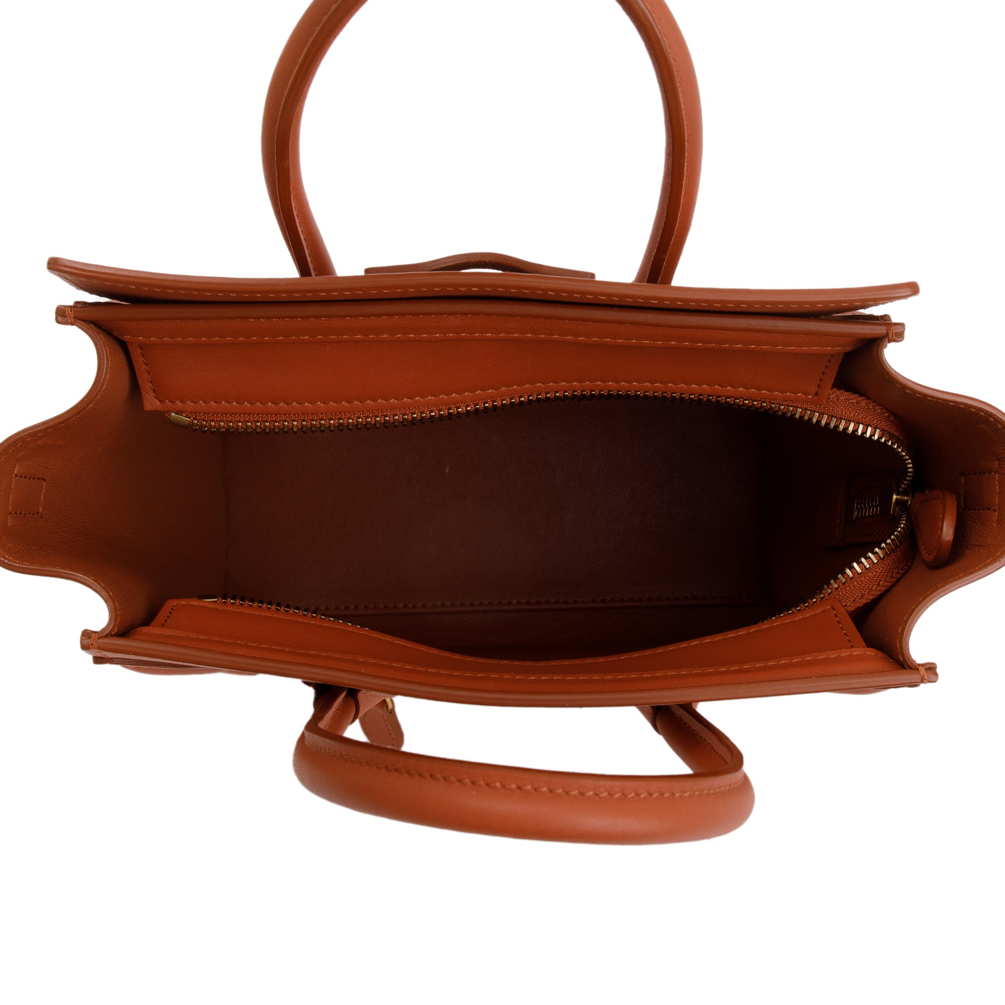 Celine Terracotta Smooth Calfskin Leather Nano Luggage Tote w/ Strap