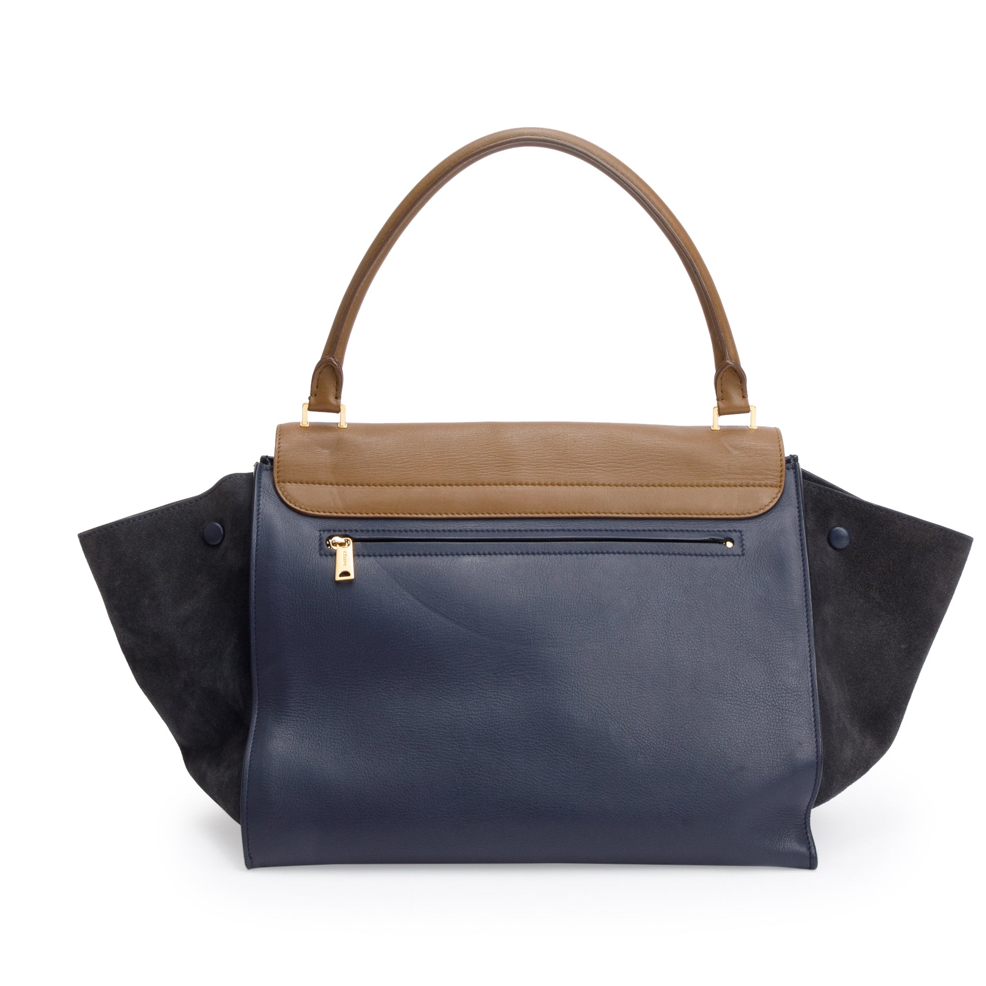 Celine Tricolor Calfskin Leather Suede Large Trapeze Bag