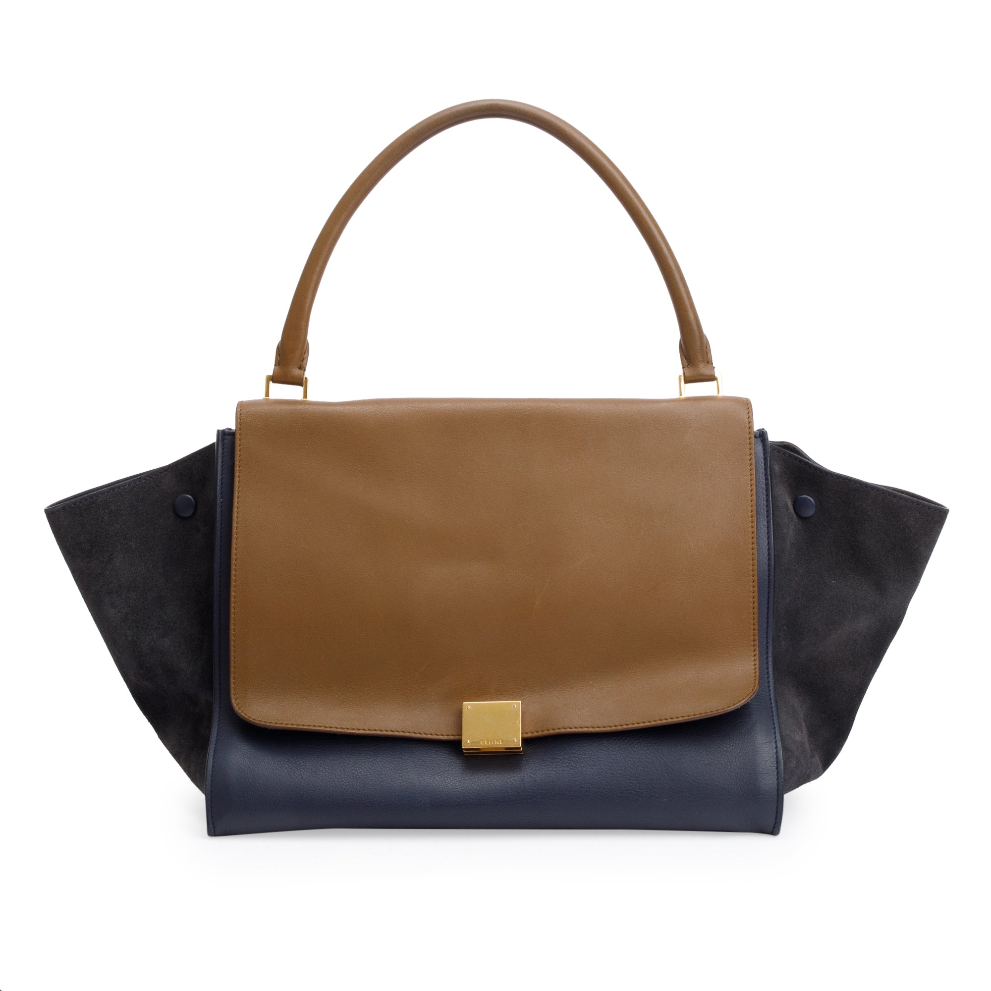 Celine Tricolor Calfskin Leather Suede Large Trapeze Bag