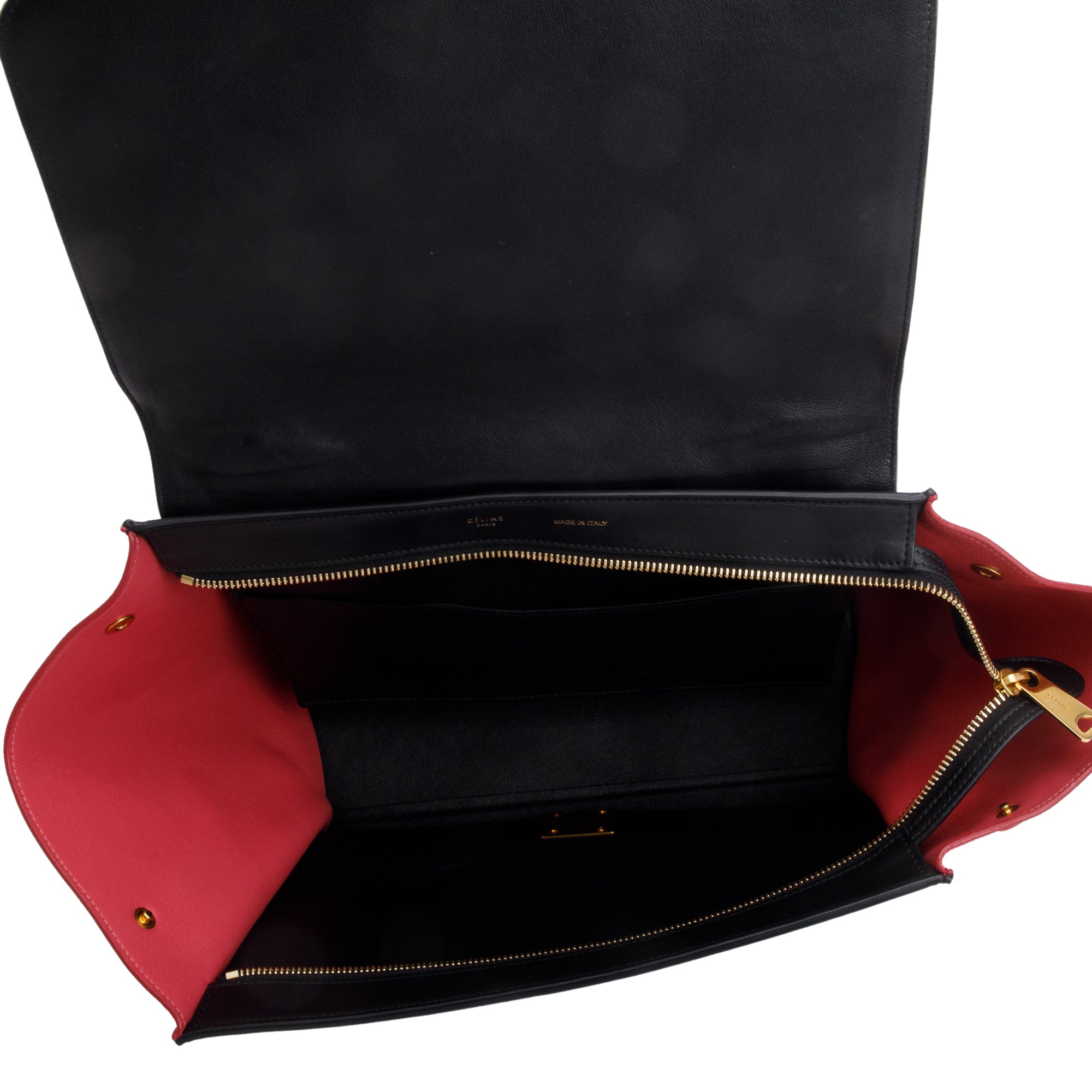 Celine Tricolor Calfskin Leather and Suede Medium Trapeze Bag w/ Strap