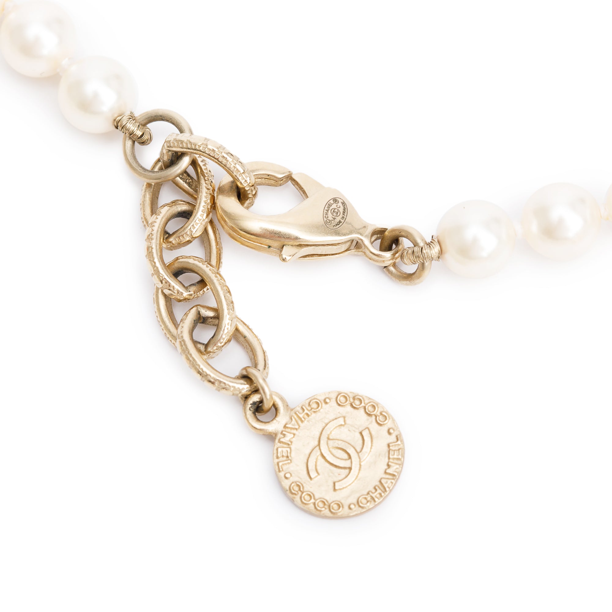 Chanel 100th Anniversary Gold-Plated Graduated Faux Pearl CC Station Long Necklace w/ Box