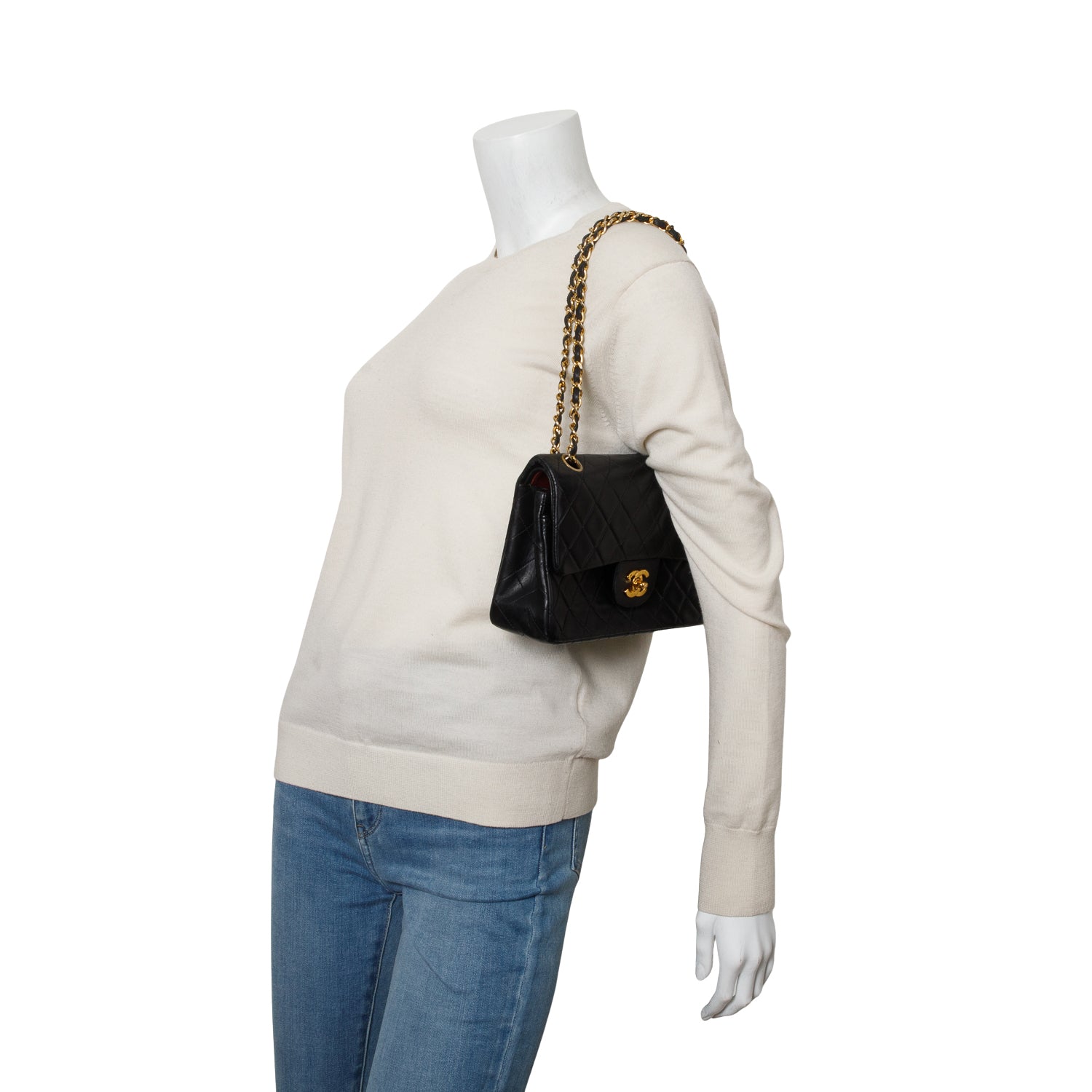 Chanel Vintage Black Lambskin Classic Small Double Flap Bag