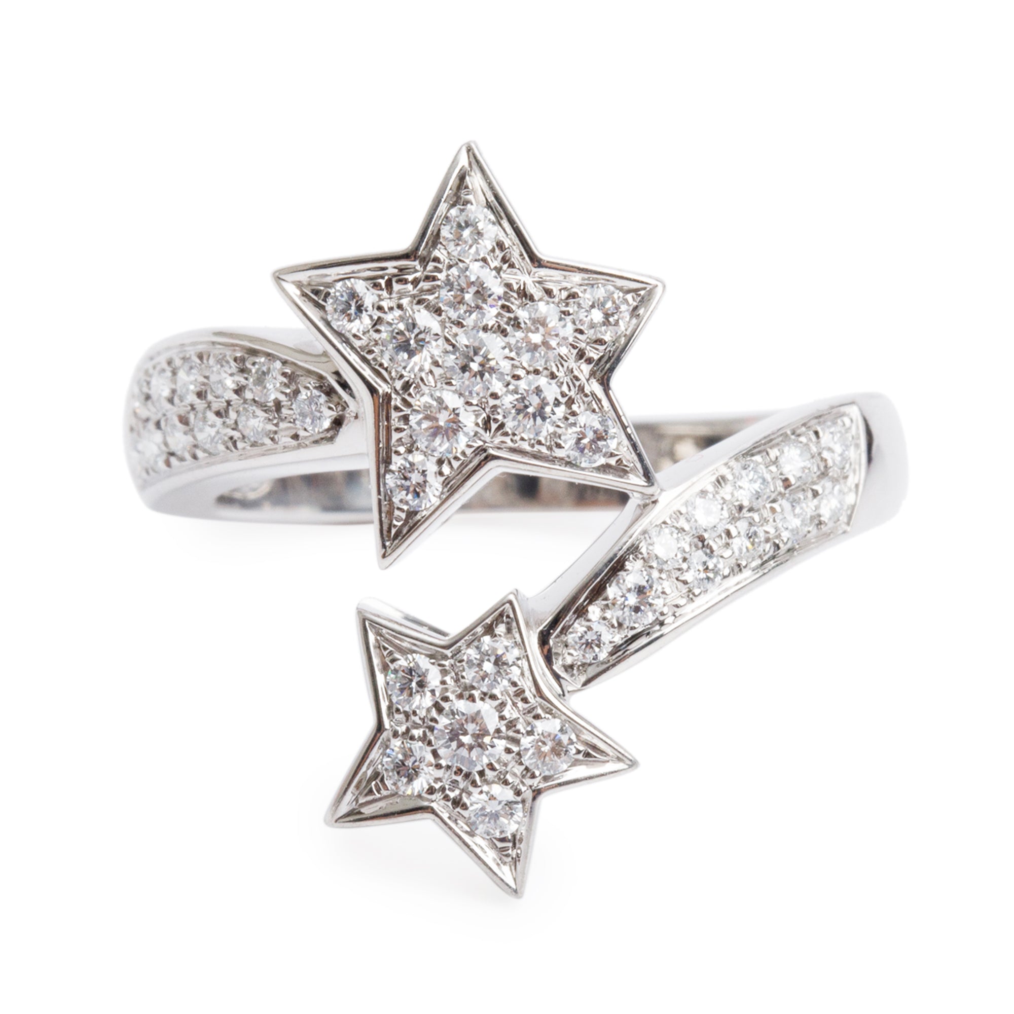 Chanel 18k White Gold Diamond Comète Géode Ring, Size 56 7.5