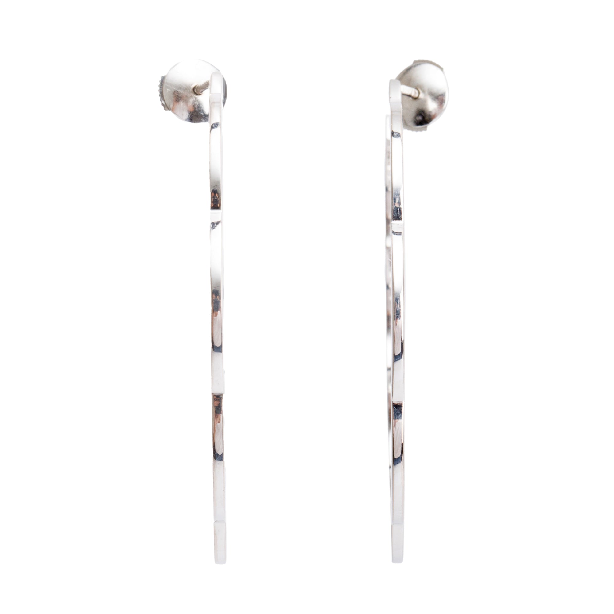 Chanel 18k White Gold Large Profil de Camelia Hoop Earrings