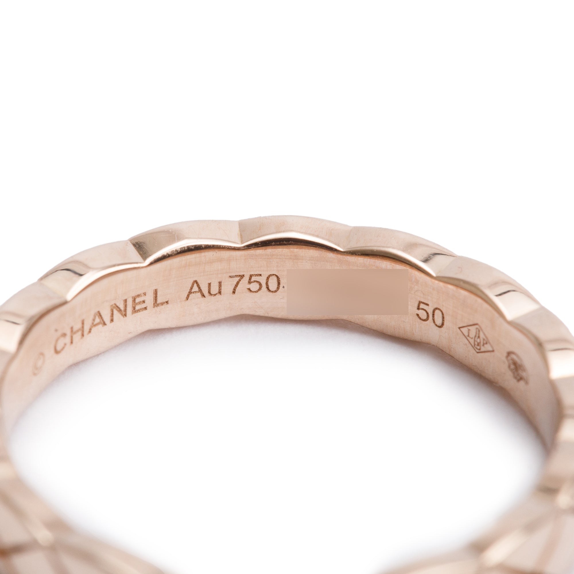 Chanel 18k Yellow Gold Quilted Coco Crush Band Ring, Size 50 5.25, Mini Version w/ Box