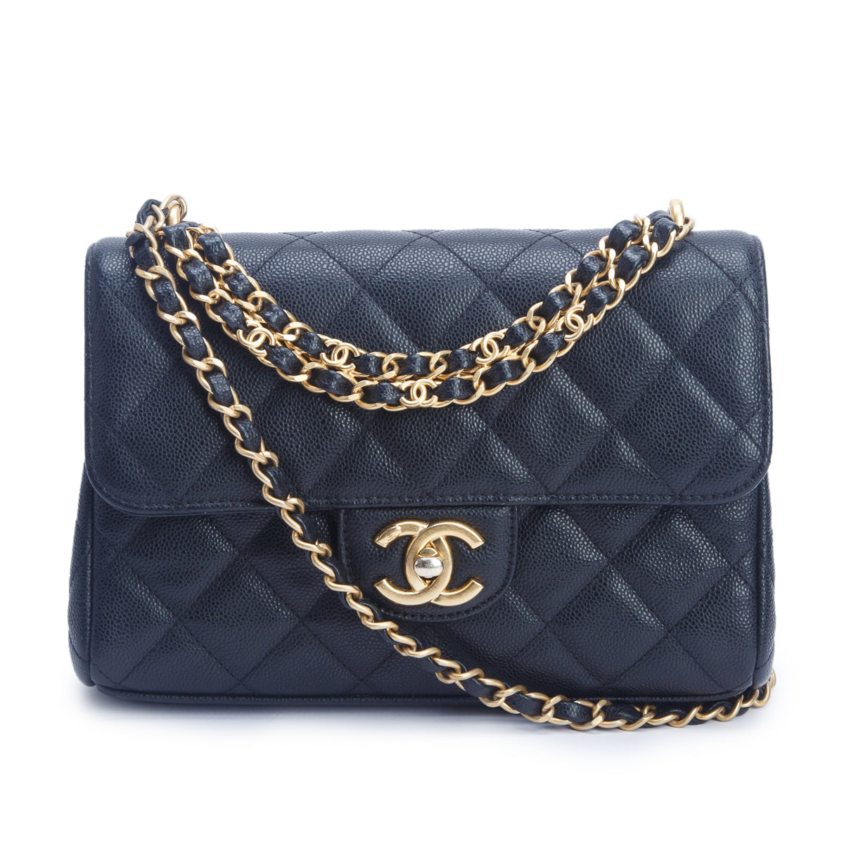 Chanel Black Quilted Caviar Small Coco First Flap Bag