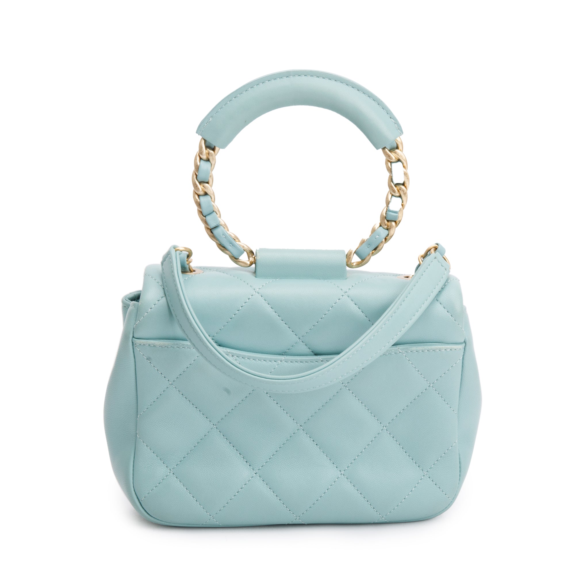 Chanel 2019 Teal Quilted Lambskin Leather Small In The Loop Flap Bag