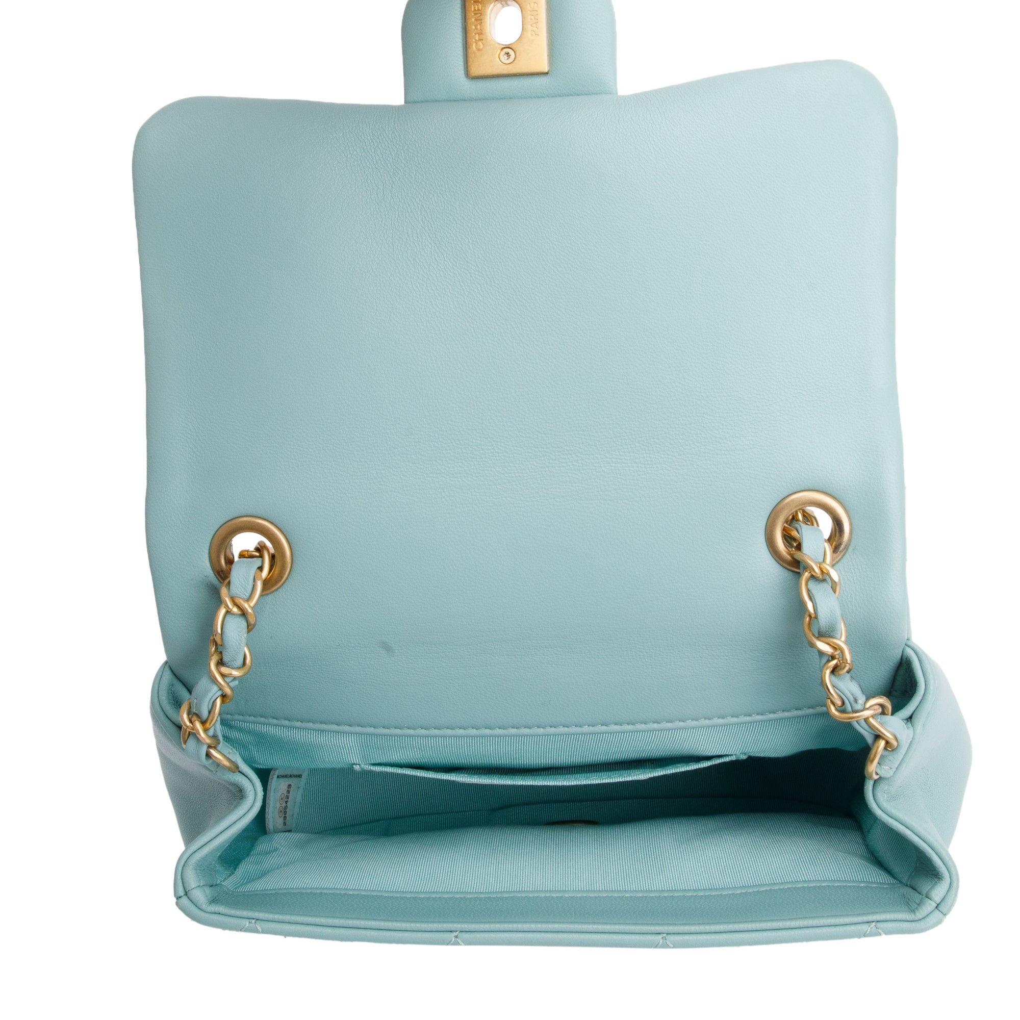 Chanel 2019 Teal Quilted Lambskin Leather Small In The Loop Flap Bag