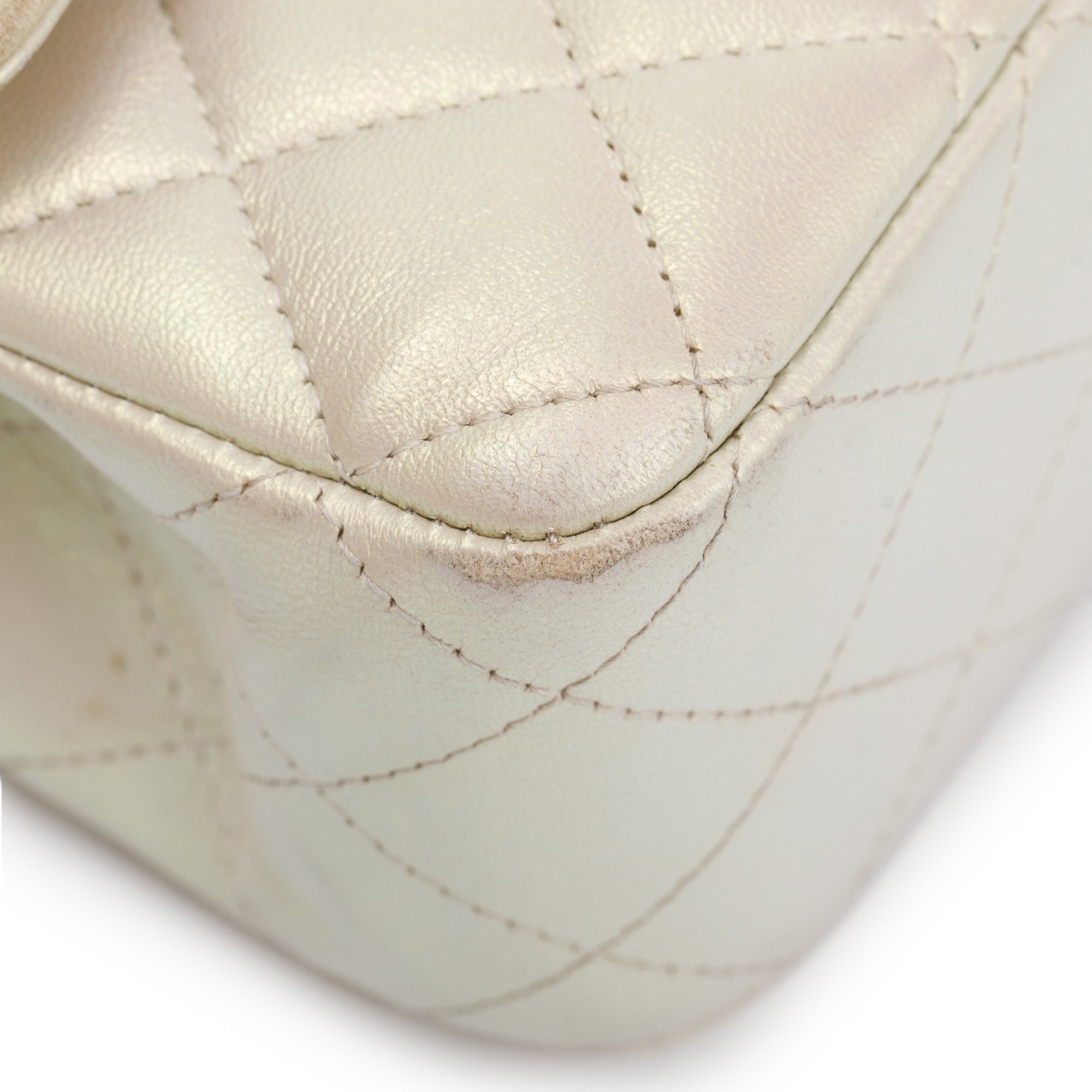 Chanel 2020 Beige Iridescent Calfskin Leather Classic Medium Double Flap Bag