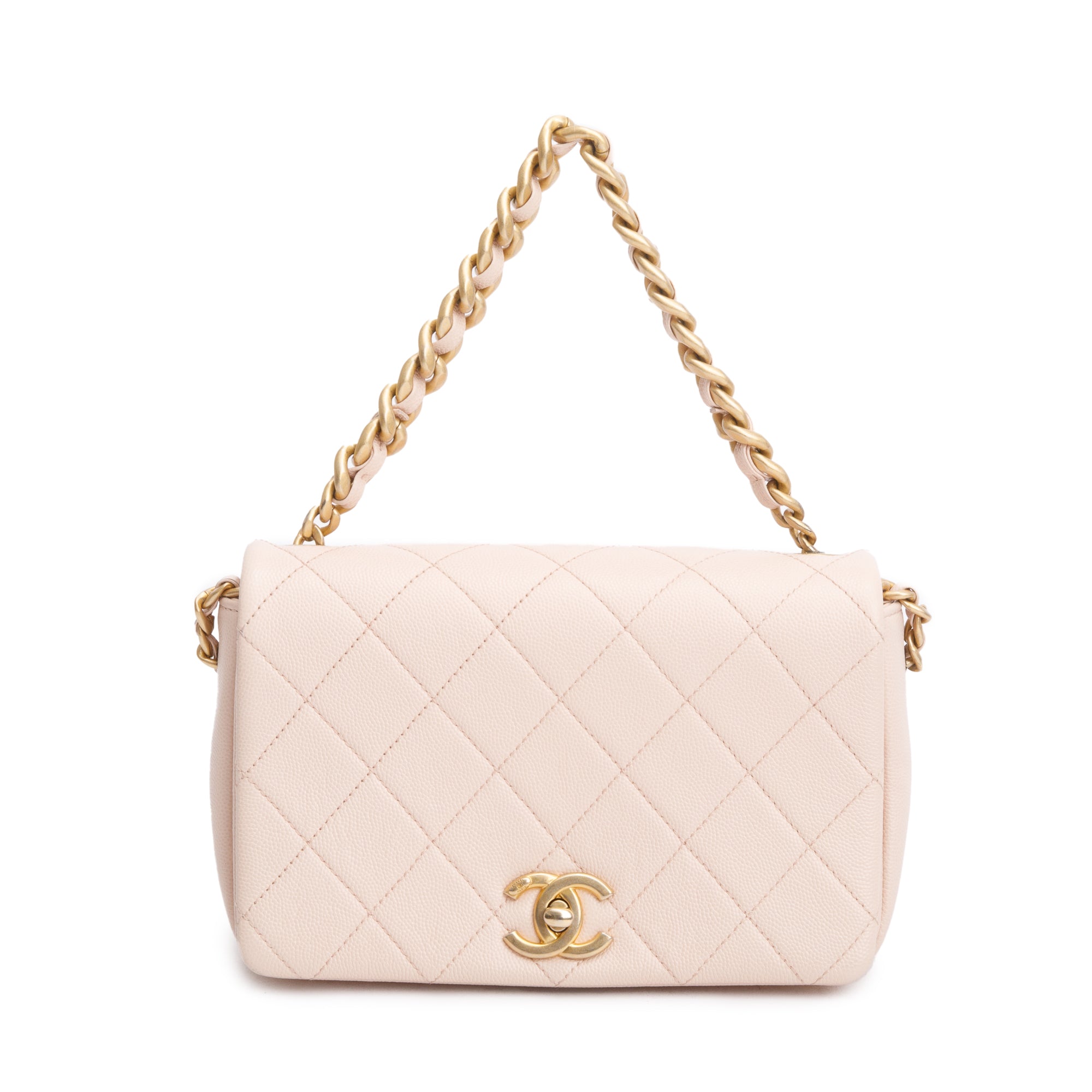 Chanel 2020 Beige Quilted Caviar Leather Small Fashion Therapy Full Flap Bag w/ Box, Receipt & Authenticity Card