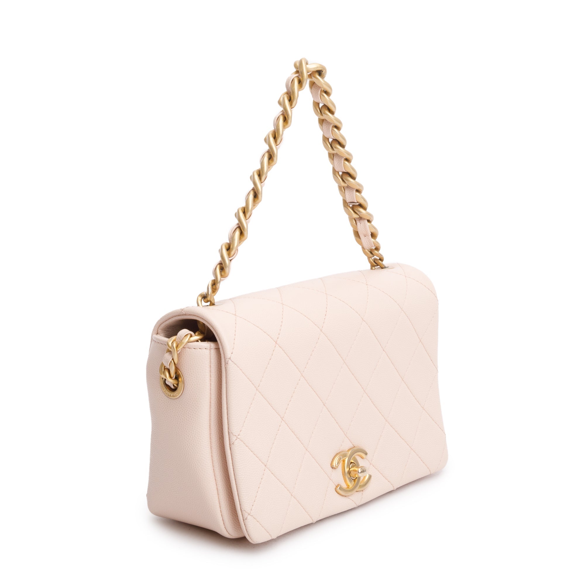 Chanel 2020 Beige Quilted Caviar Leather Small Fashion Therapy Full Flap Bag w/ Box, Receipt & Authenticity Card