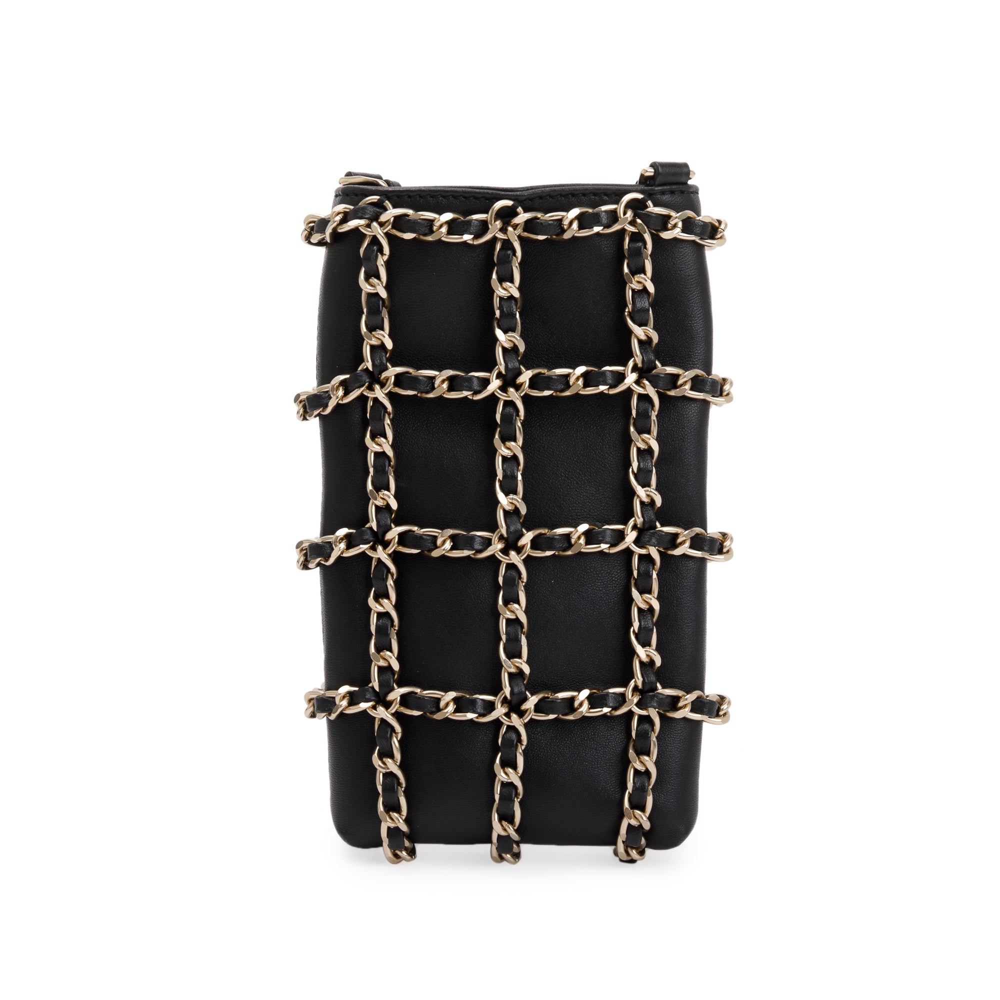 Chanel 2020 Black Calfskin Leather Tech Me Out Clutch With Chain w/ Authenticity Card