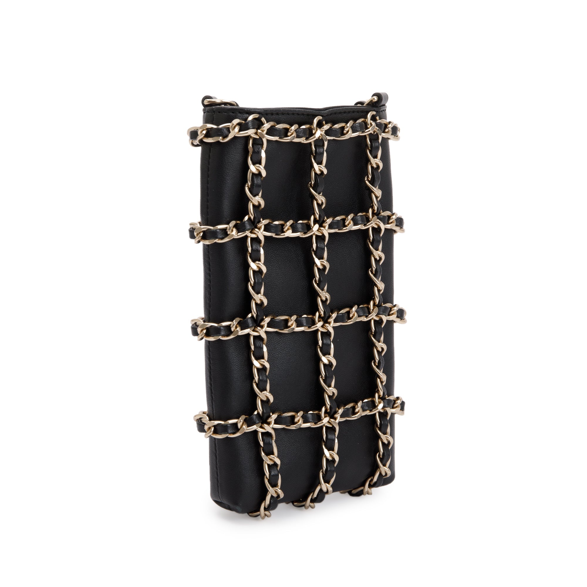 Chanel 2020 Black Calfskin Leather Tech Me Out Clutch With Chain w/ Authenticity Card