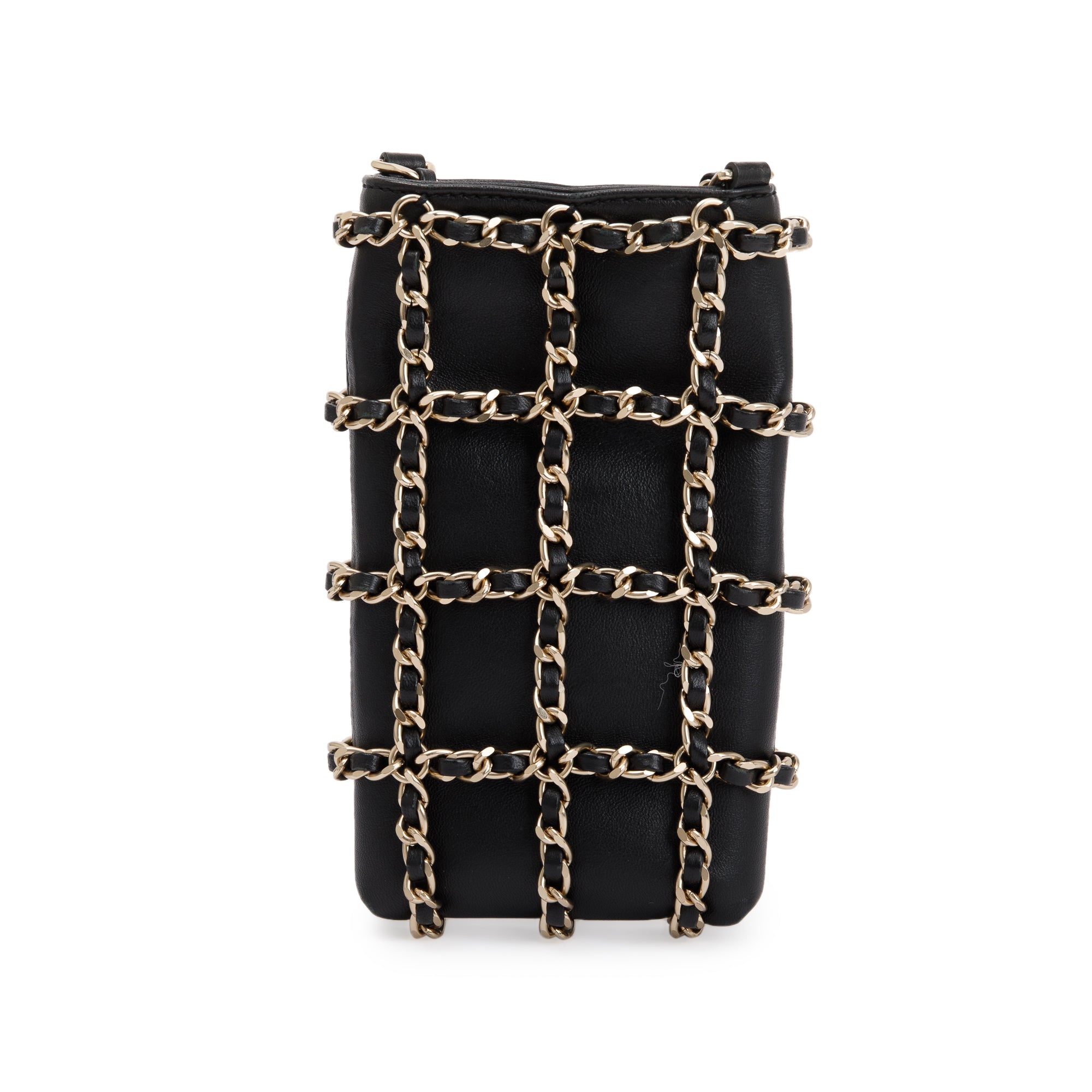 Chanel 2020 Black Calfskin Leather Tech Me Out Clutch With Chain w/ Authenticity Card