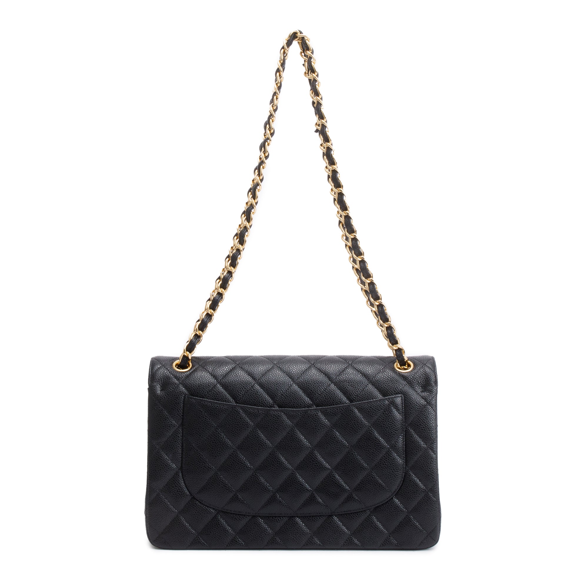 Chanel 2020 Black Caviar Classic Jumbo Double Flap Bag w/ Box & Authenticity Card