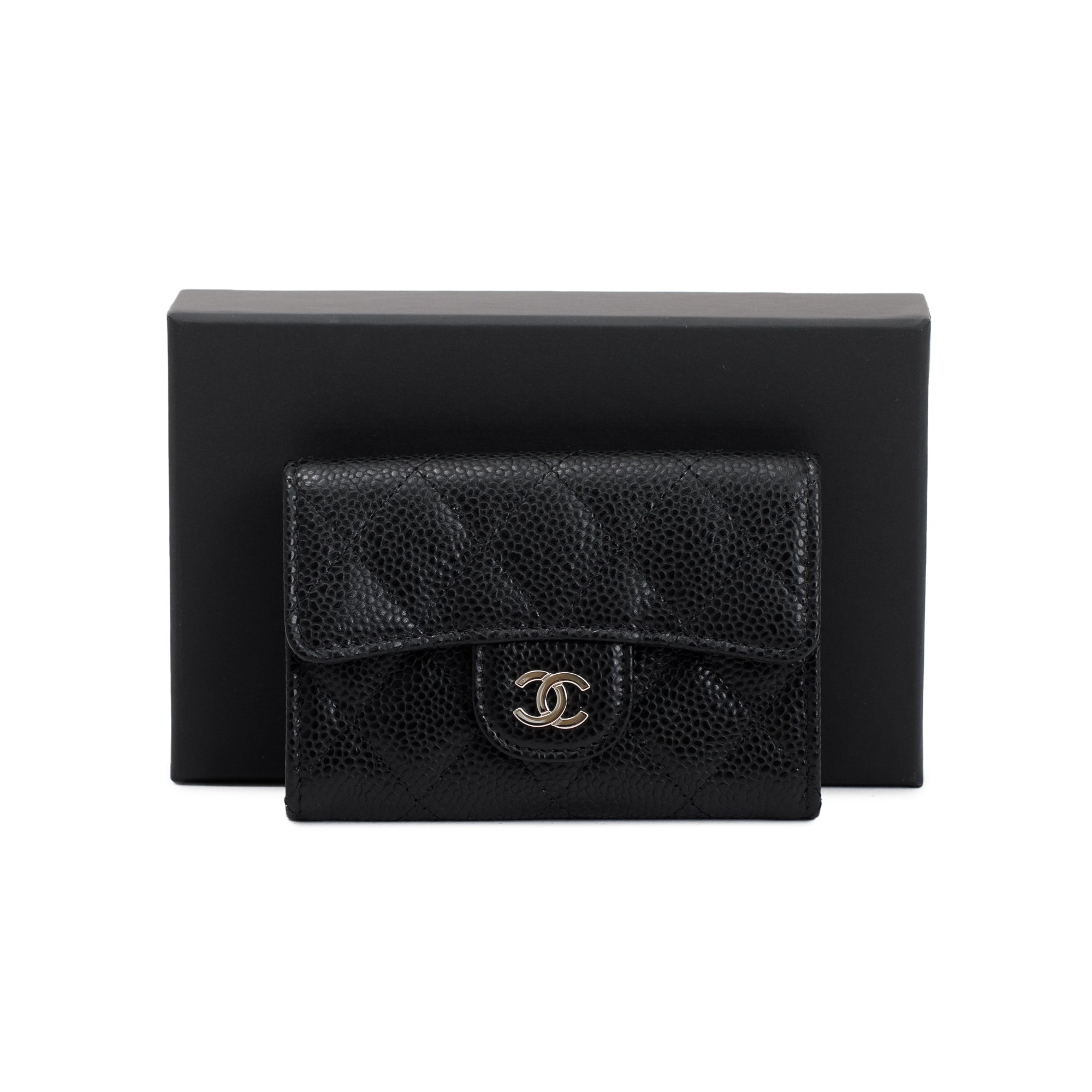 Chanel 2020 Black Caviar Leather Classic Flap Card Holder w/ Box & Authenticity Card