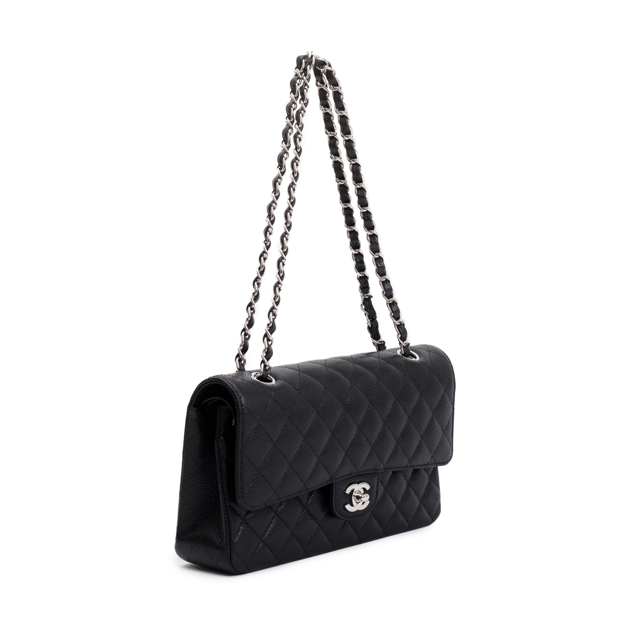Chanel 2020 Black Caviar Leather Classic Medium Double Flap Bag w/ Box, Receipt & Authenticity Card
