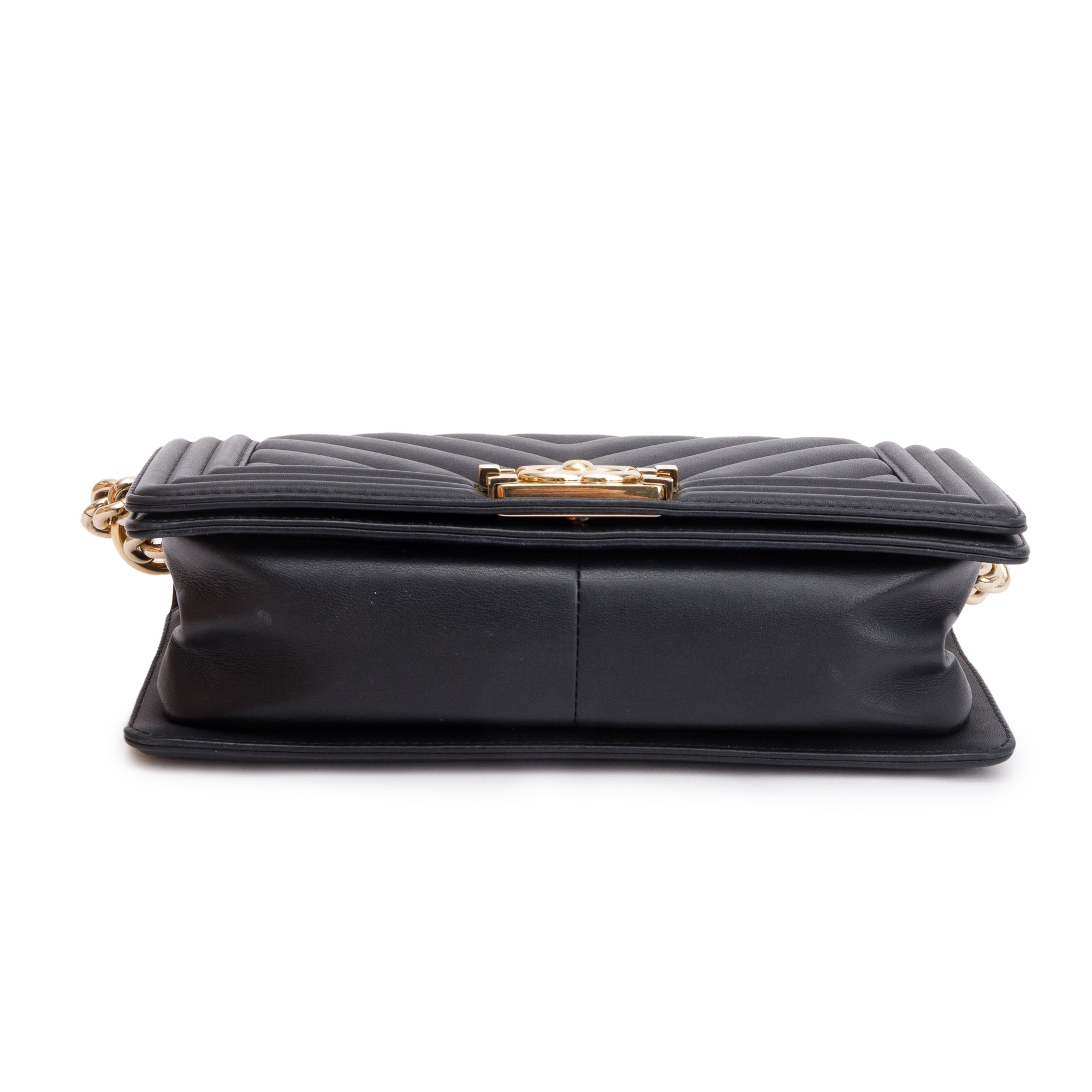 Chanel 2020 Black Chevron Quilted Lambskin Leather Medium Boy Bag w/ Box, Receipt & Authenticity Card