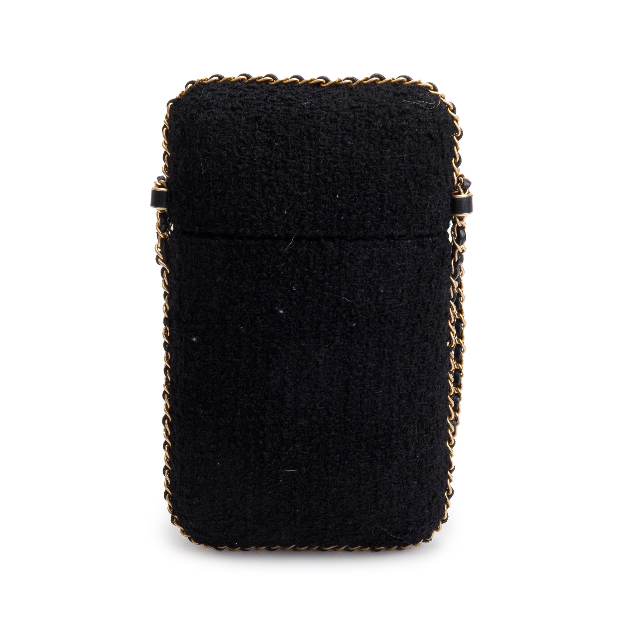 Chanel 2020 Black Jersey Faux Pearl & Crystal Embellished Clutch With Chain