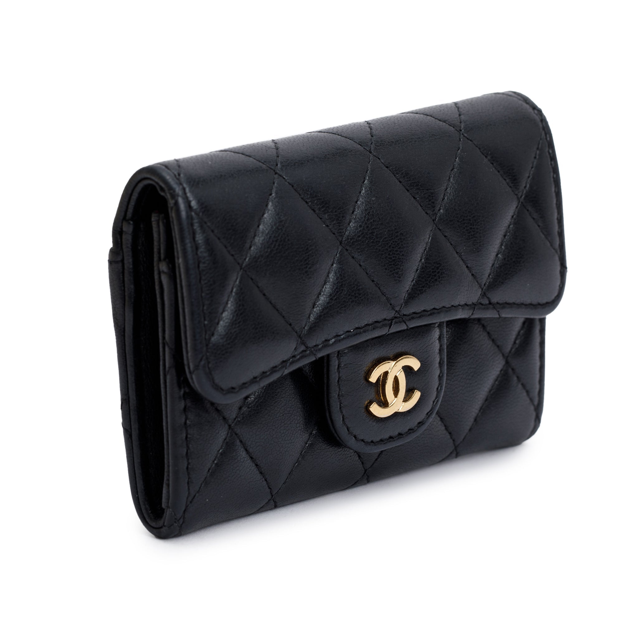 Chanel 2020 Black Lambskin Leather Classic Flap Card Holder w/ Authenticity Card