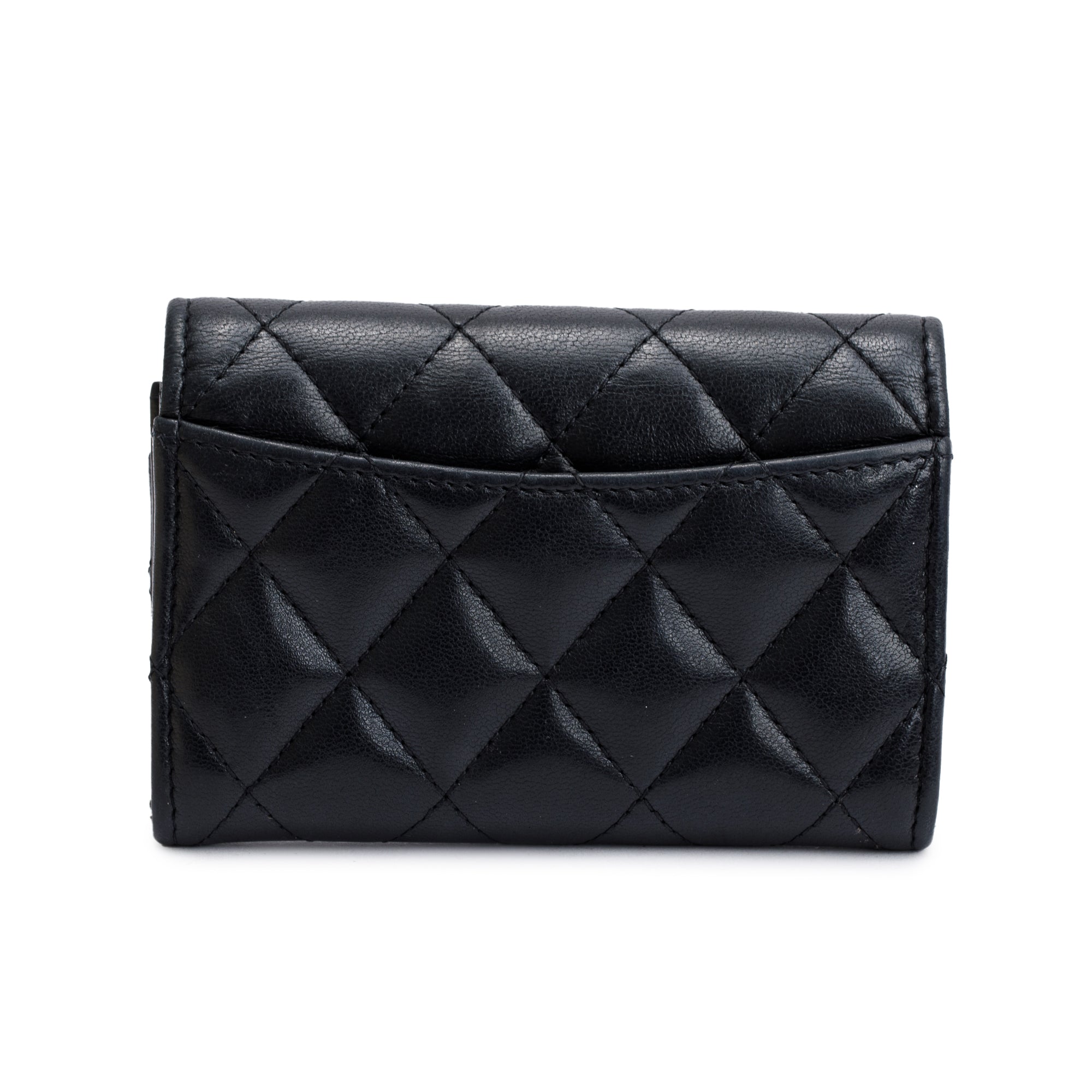 Chanel 2020 Black Lambskin Leather Classic Flap Card Holder w/ Authenticity Card