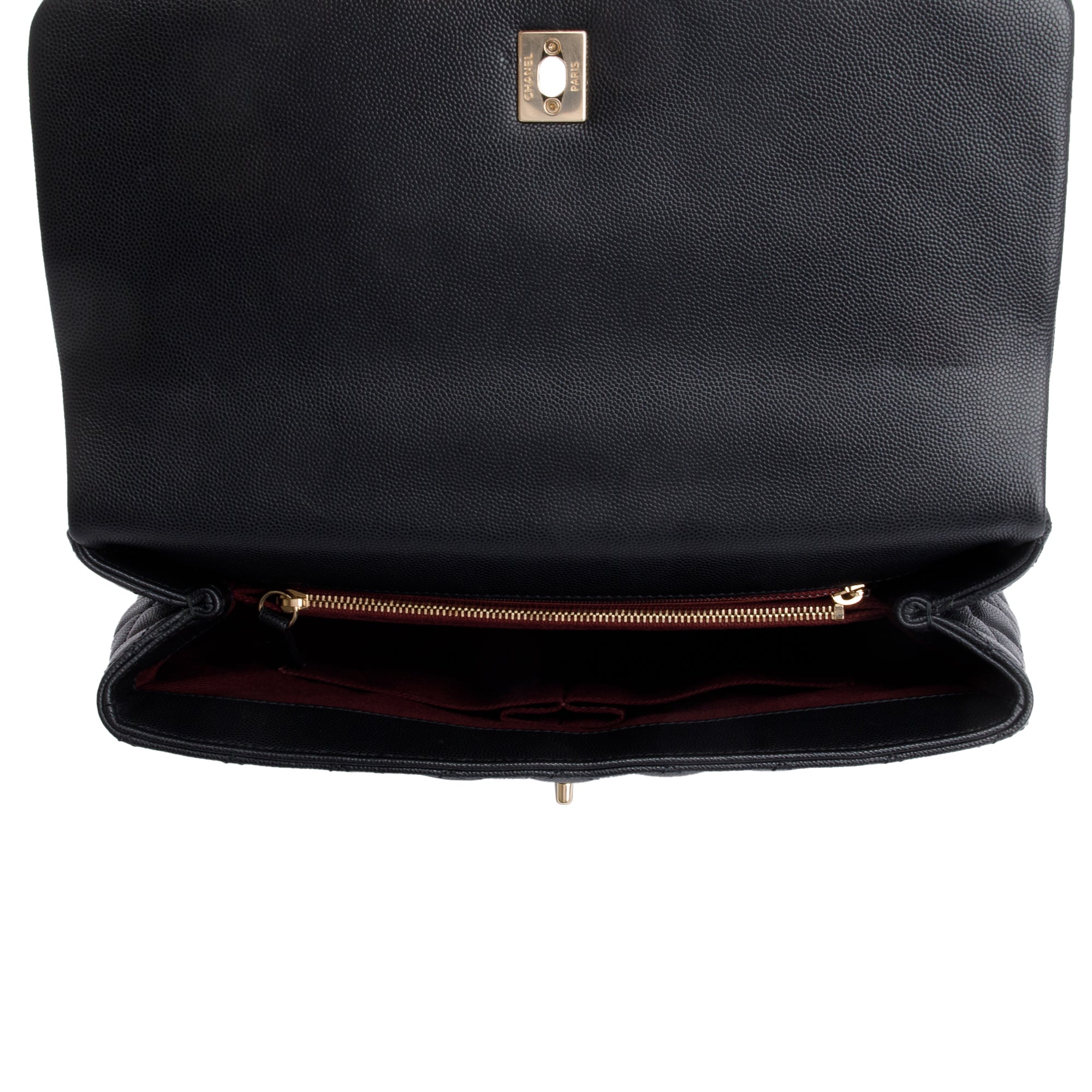 Chanel 2020 Black Quilted Caviar Leather Maxi Top Handle Flap Bag w/ Strap