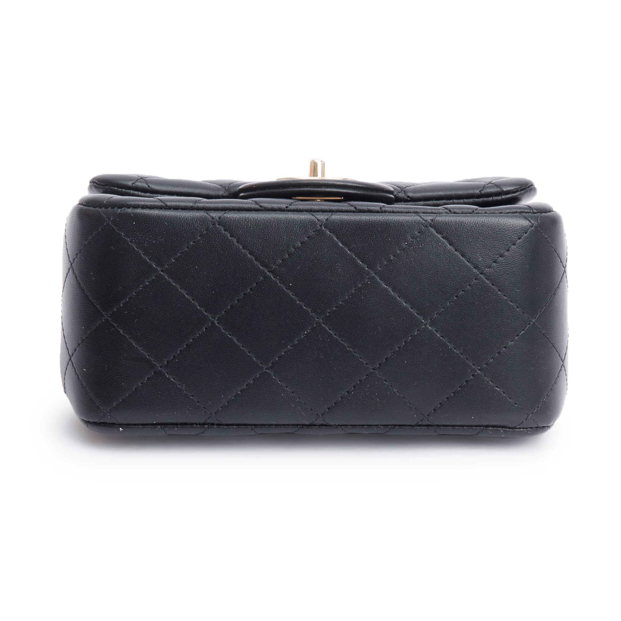 Chanel 2020 Black Quilted Lambskin Leather Classic Square Mini Flap Bag w/ Authenticity Card