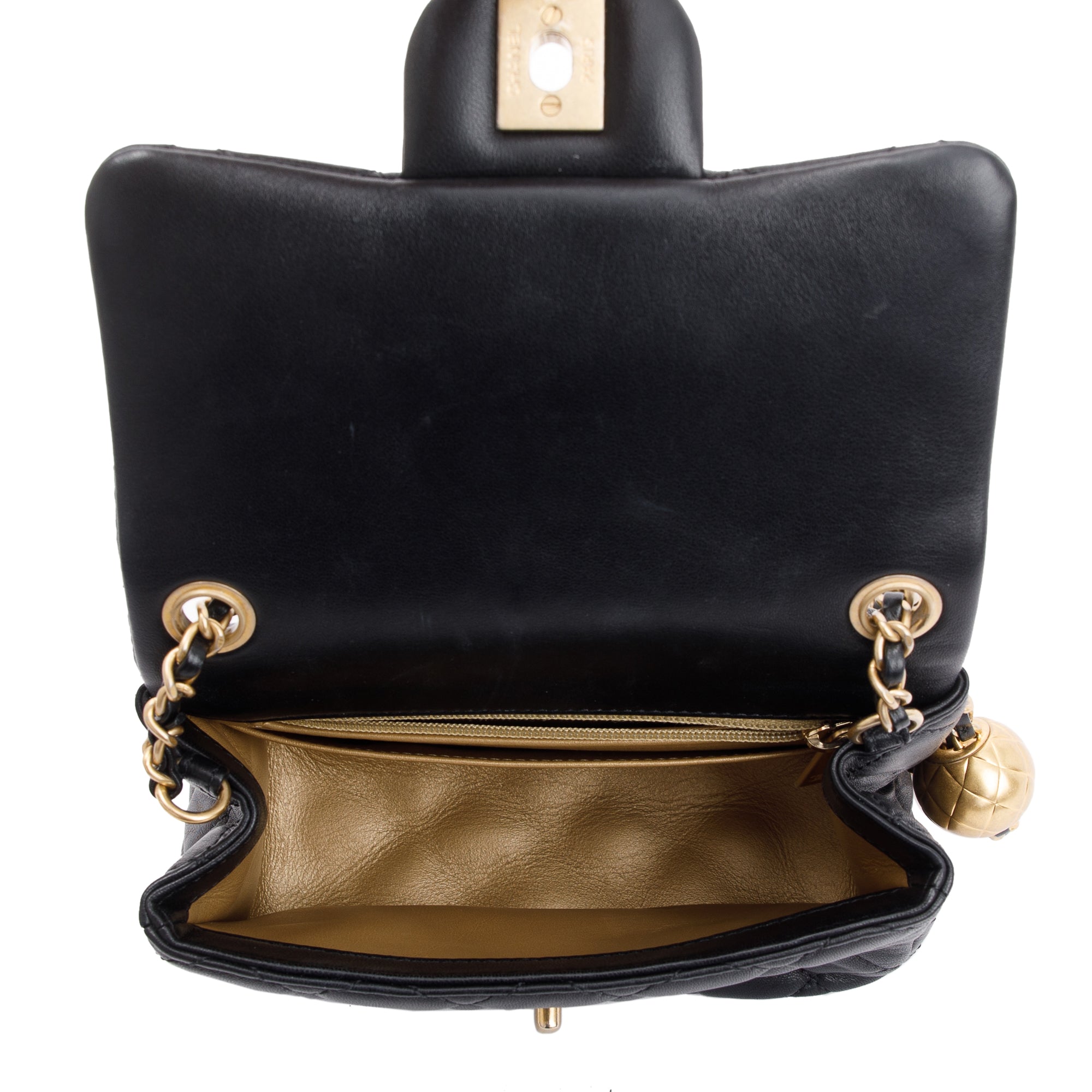 Chanel 2020 Black Quilted Lambskin Pearl Crush Square Mini Flap Bag w/ Authenticity Card