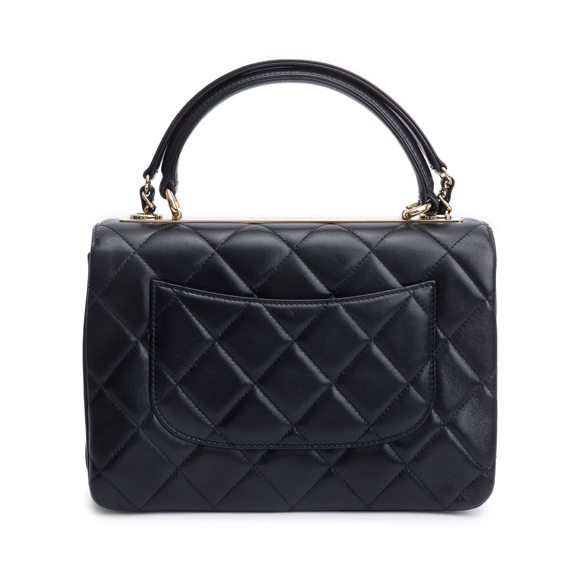 Chanel 2020 Black Quilted Lambskin Trendy CC Small Top Handle Flap Bag w/ Box & Authenticity Card