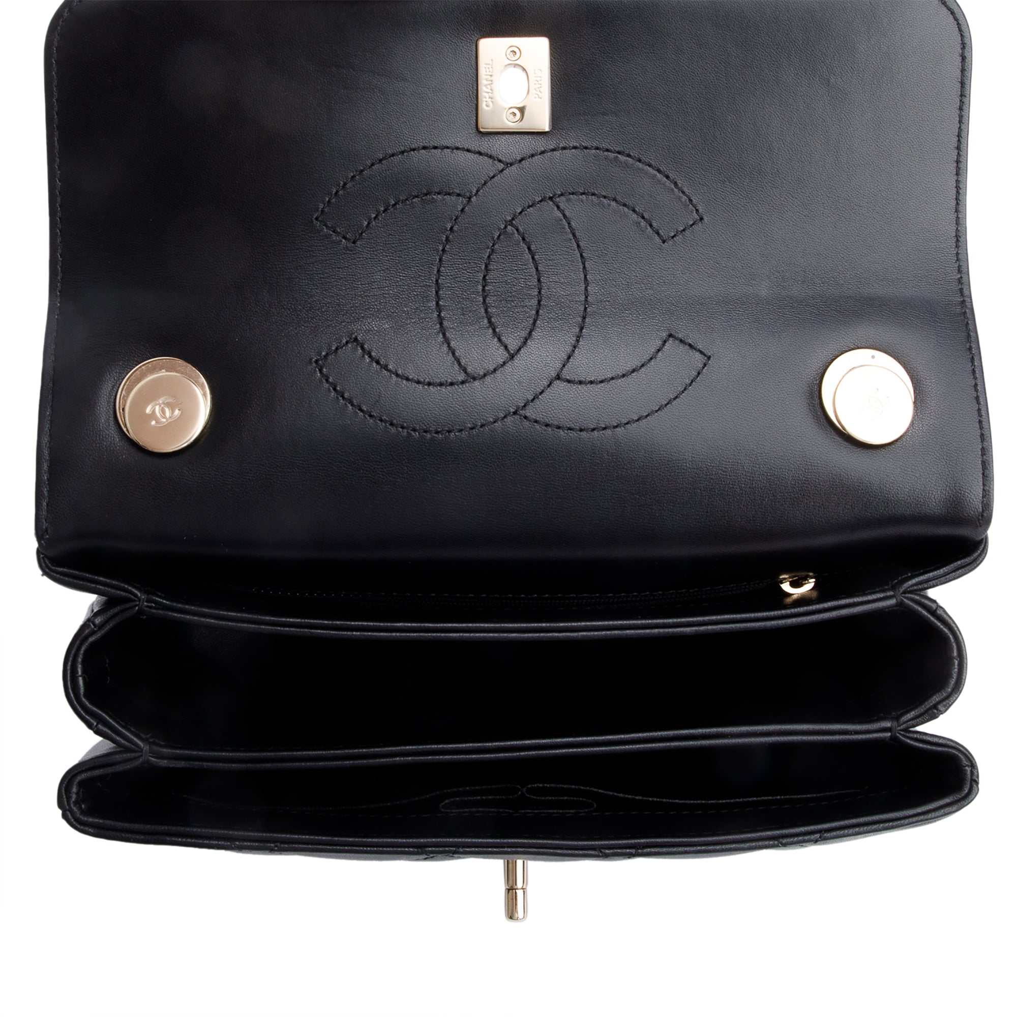 Chanel 2020 Black Quilted Lambskin Trendy CC Small Top Handle Flap Bag w/ Box & Authenticity Card