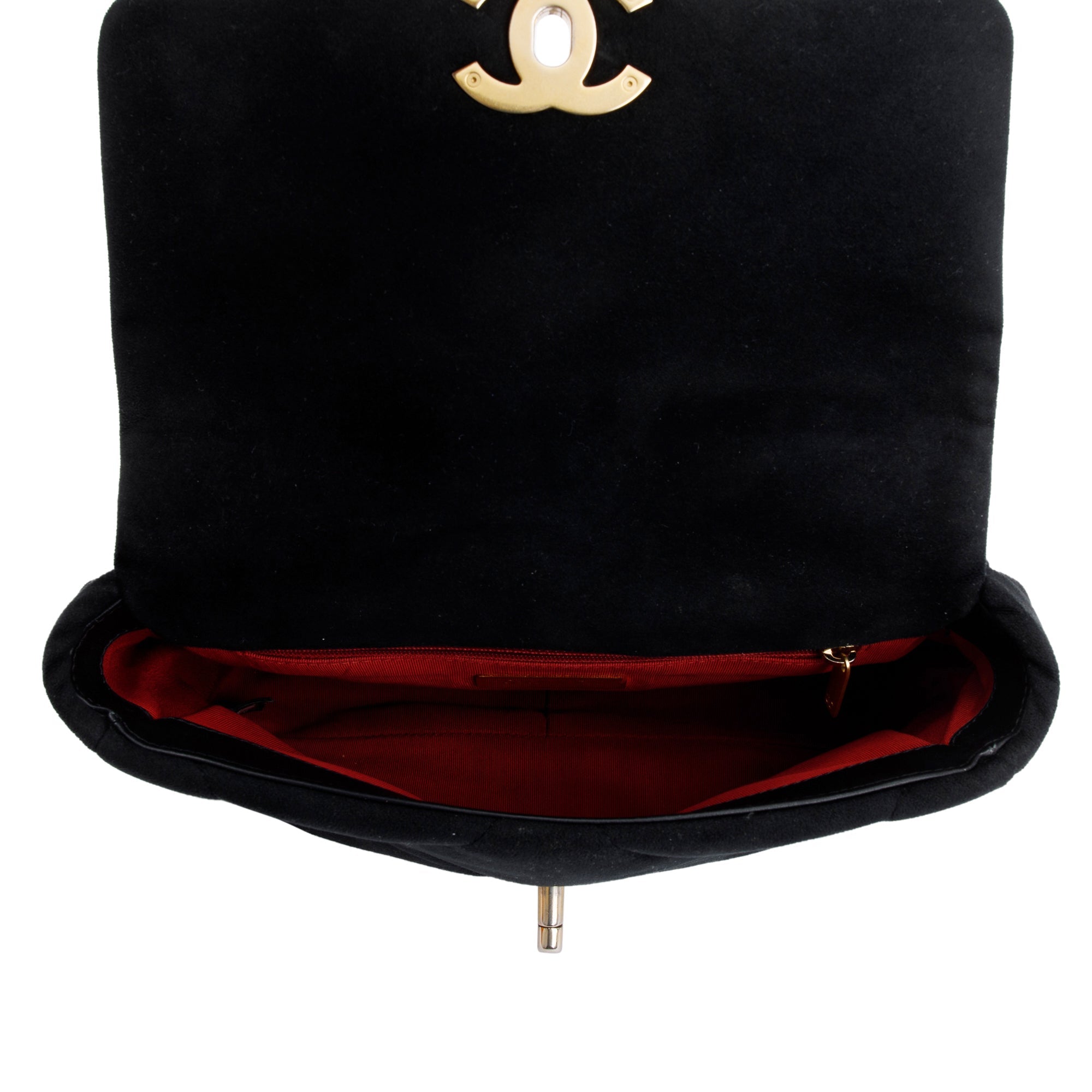 Chanel 2020 Black Velvet Medium 19 Flap Bag w/ Box & Authenticity Card