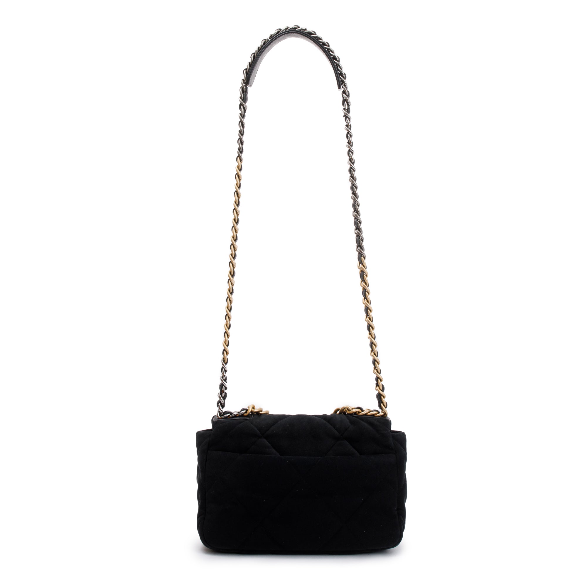 Chanel 2020 Black Velvet Medium 19 Flap Bag w/ Box & Authenticity Card