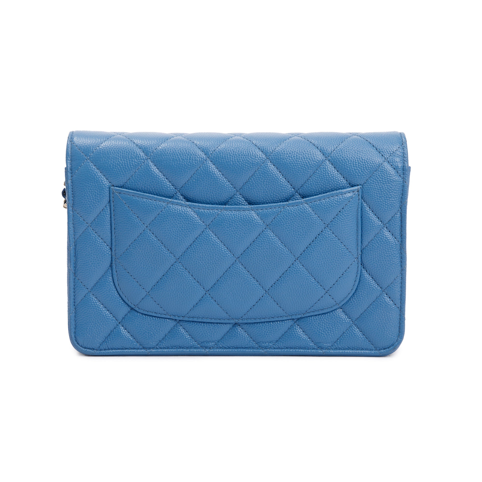 Chanel 2020 Blue Caviar Leather Classic Wallet on Chain w/ Box & Receipt